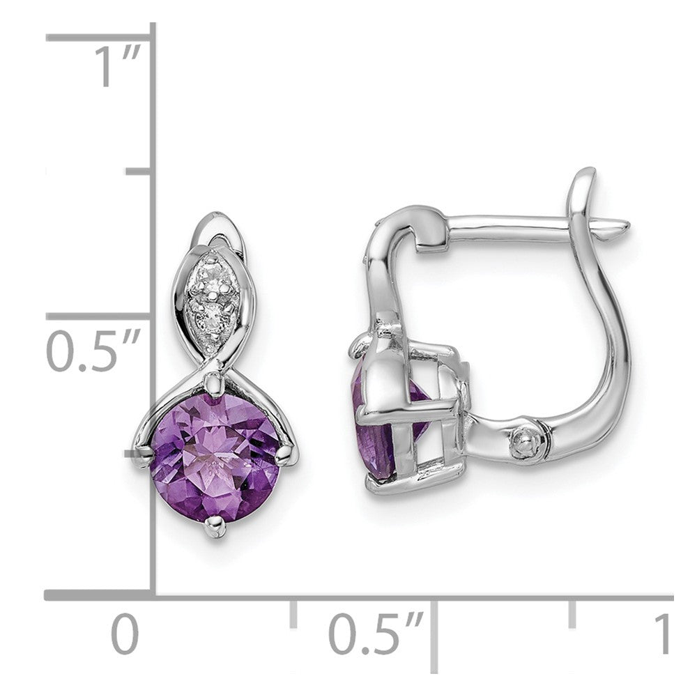 Sterling Silver Ss Rhod-Plated 1.48Tw Amethyst/White Topaz Hinged Earrings