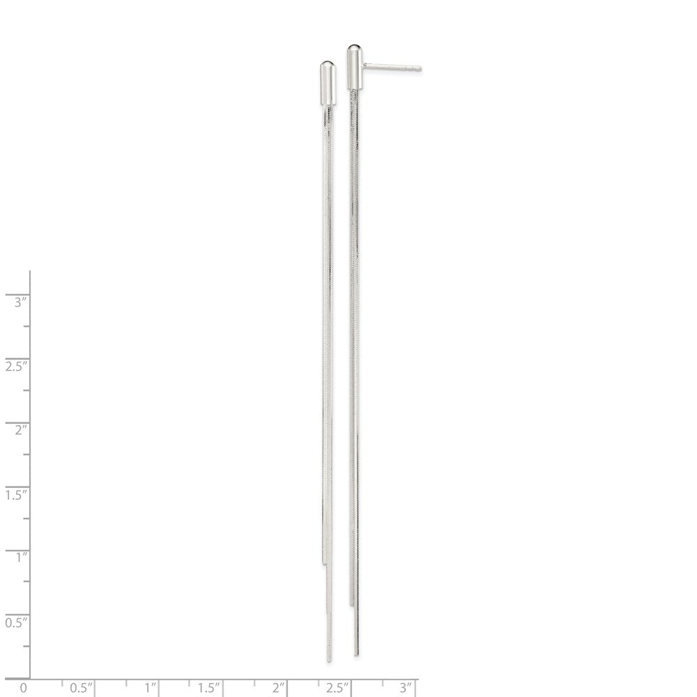 Sterling Silver Polished Multi-Strand Snake Chain Post Dangle Earrings