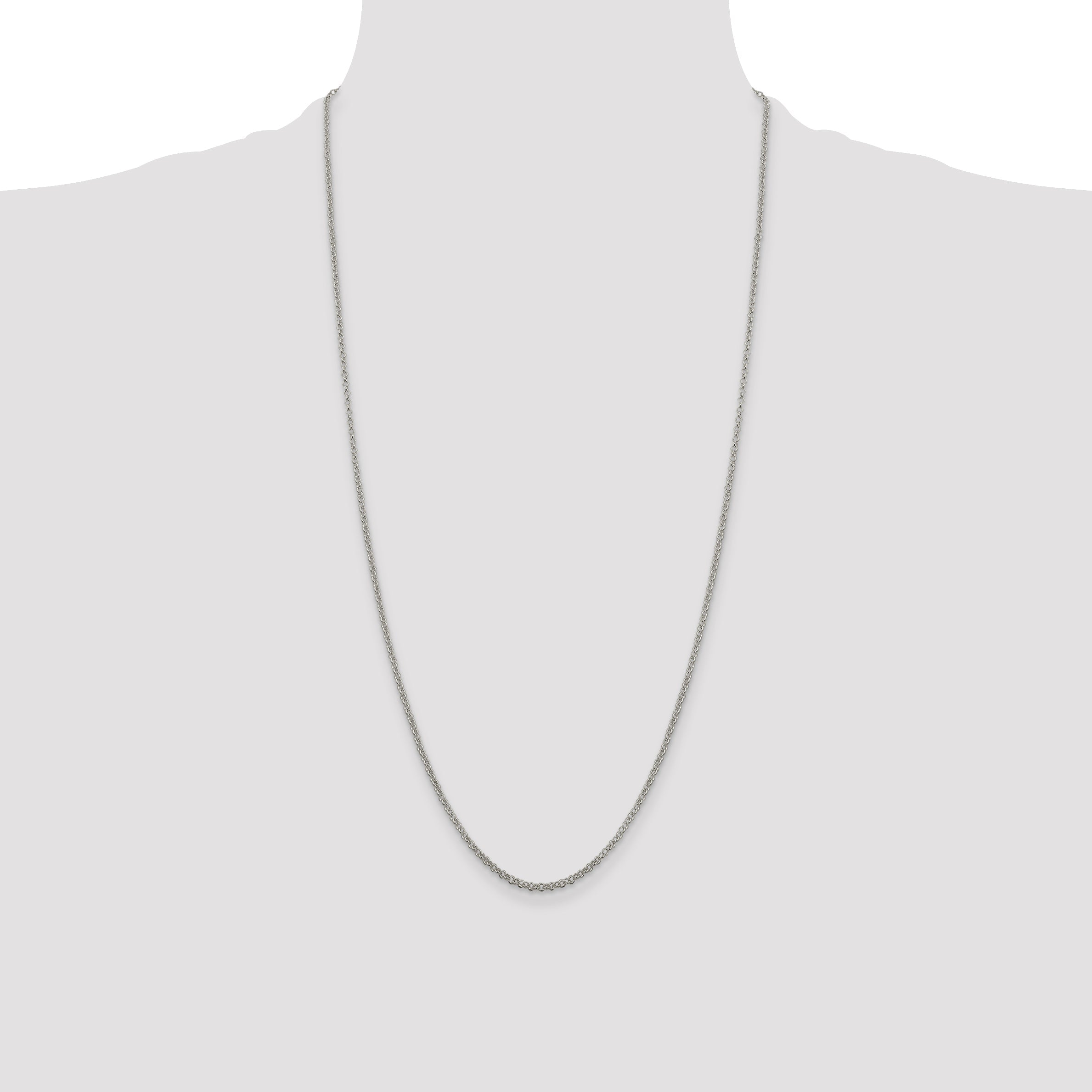 28 Inch Sterling Silver 2mm Rolo Chain Necklace