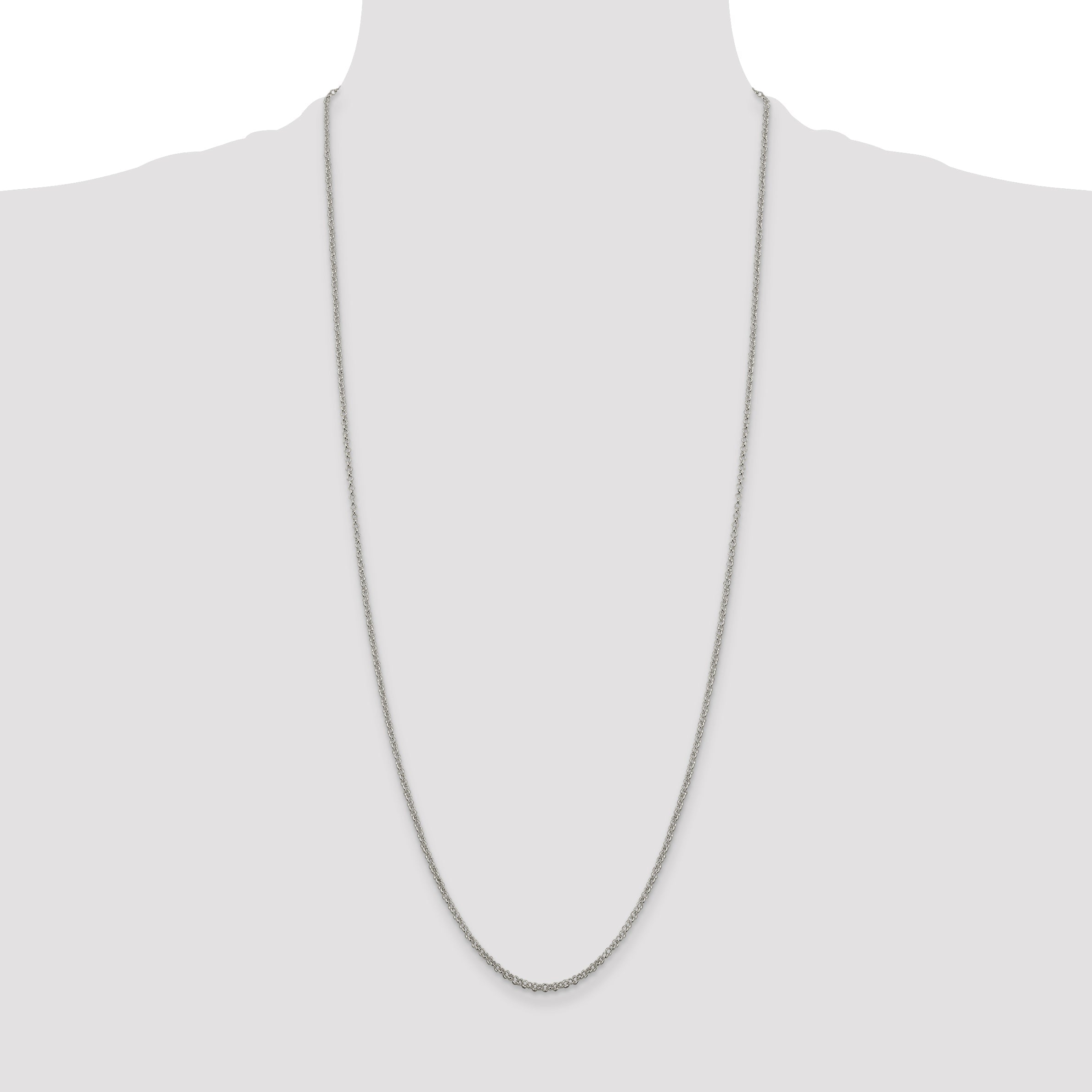 30 Inch Sterling Silver 2mm Rolo Chain Necklace