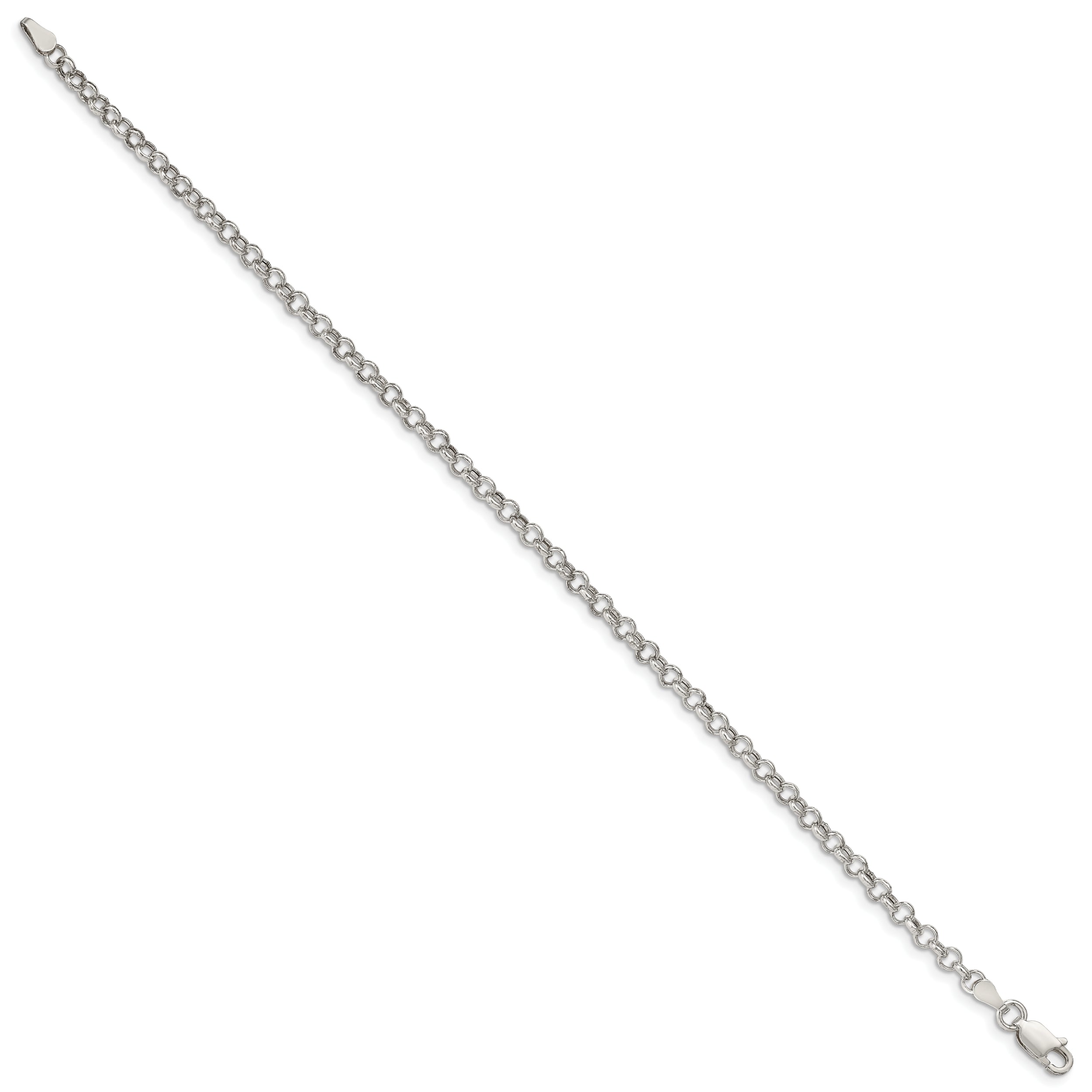 7 Inch Sterling Silver 3mm Semi-Solid Rolo Chain Bracelet