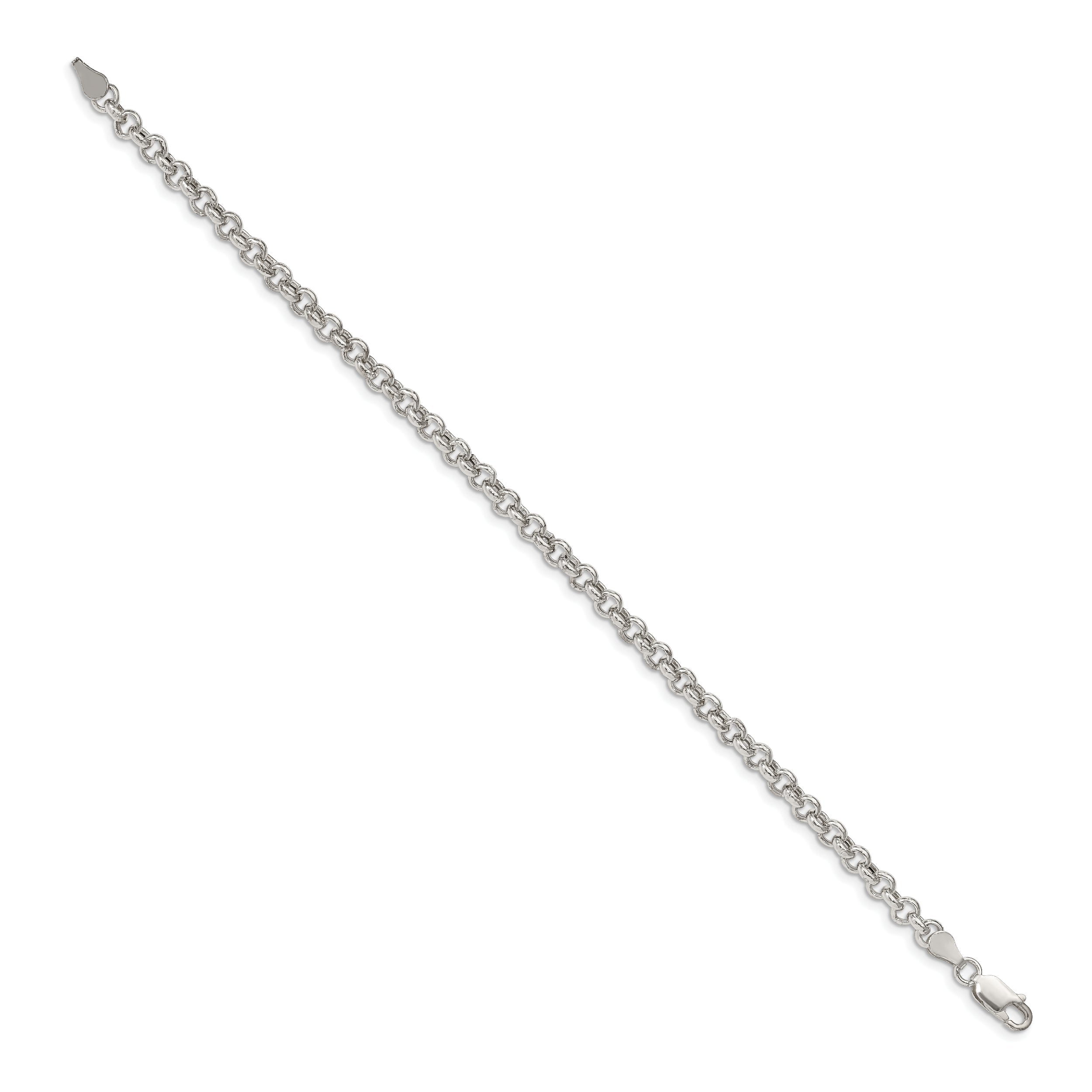 7 Inch Sterling Silver 4.25mm Semi-Solid Rolo Chain Bracelet