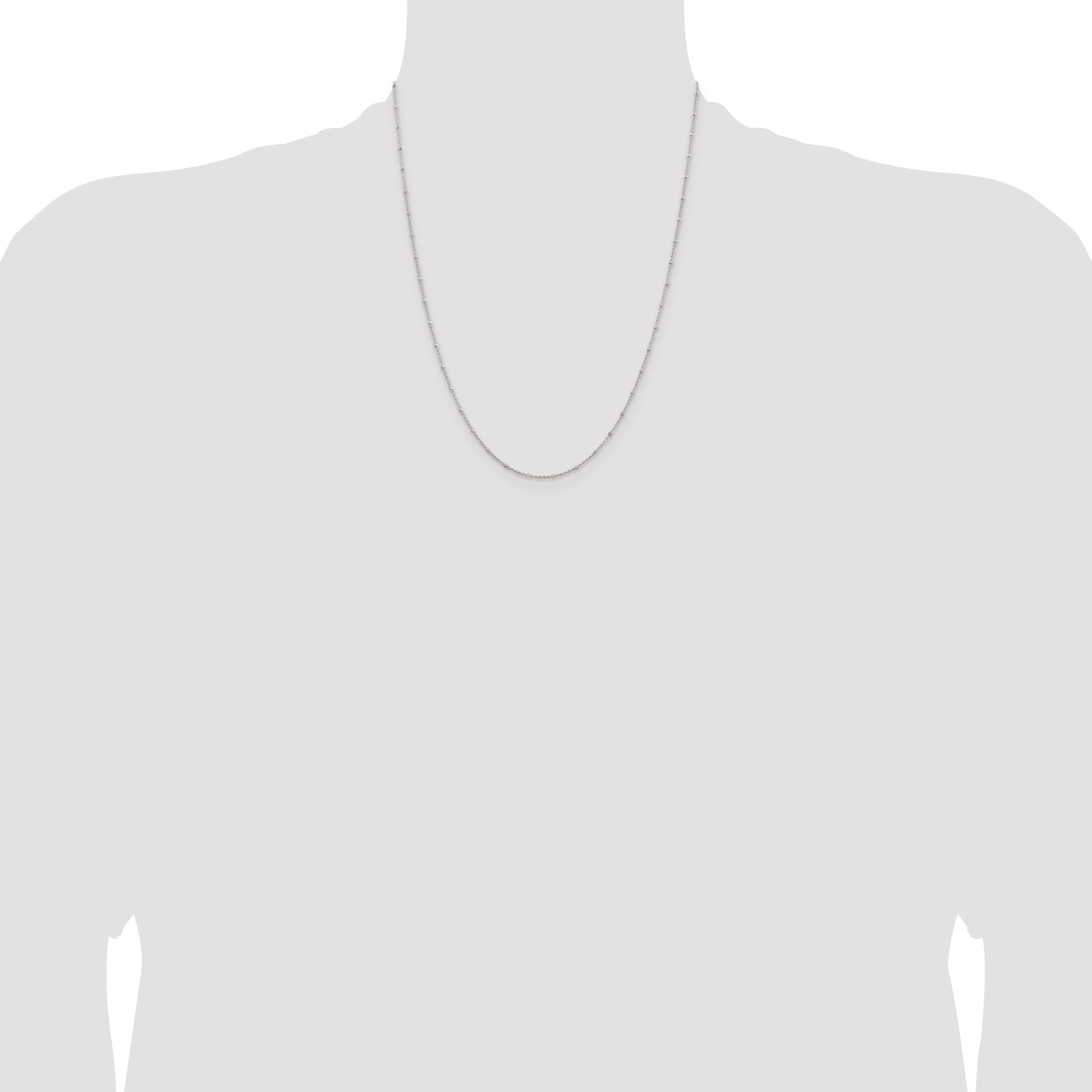 22 Inch Sterling Silver 1.25mm Rolo With Beads Chain W/4In Ext.