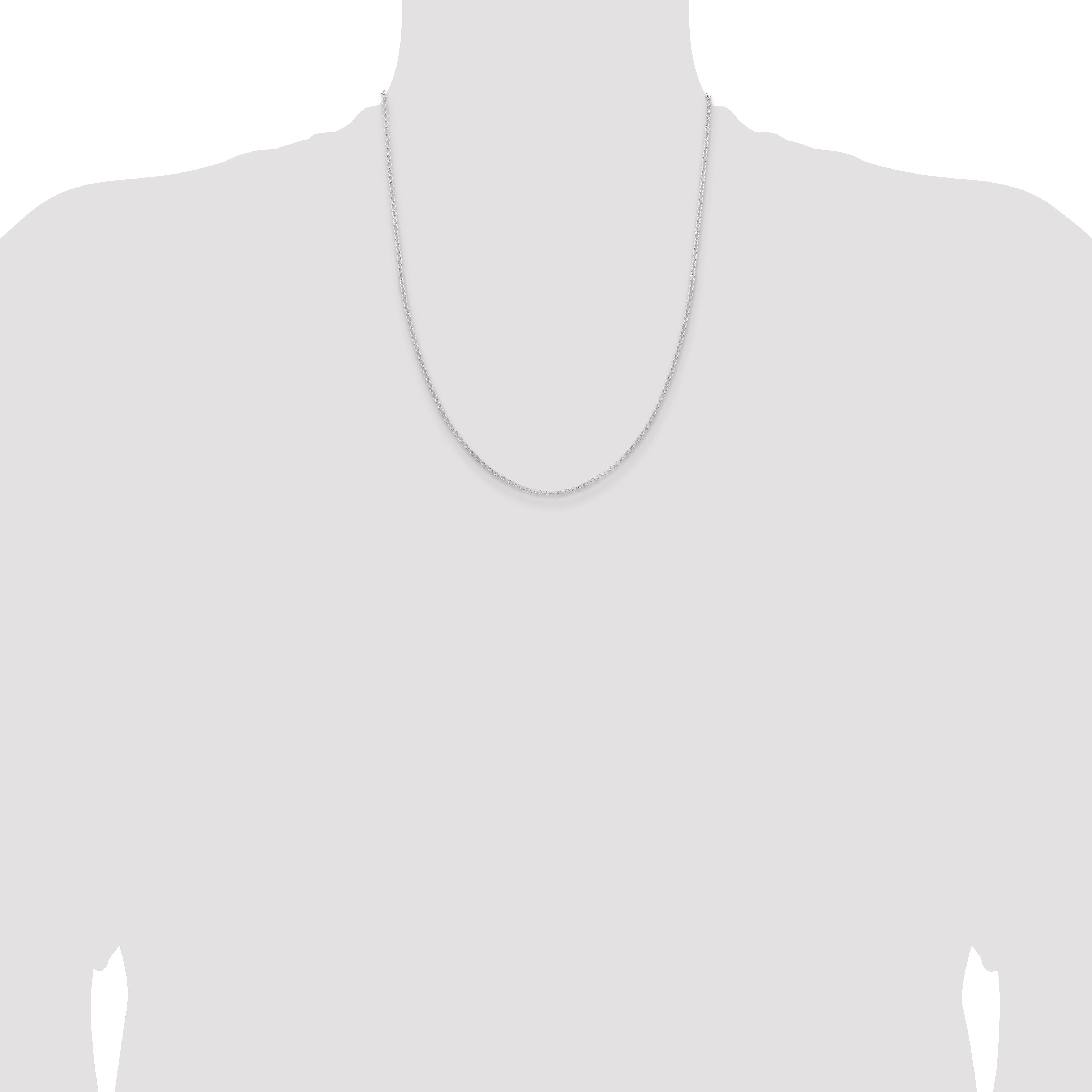 22 Inch Sterling Silver Rhodium-Plated 2mm Rolo Chain Necklace