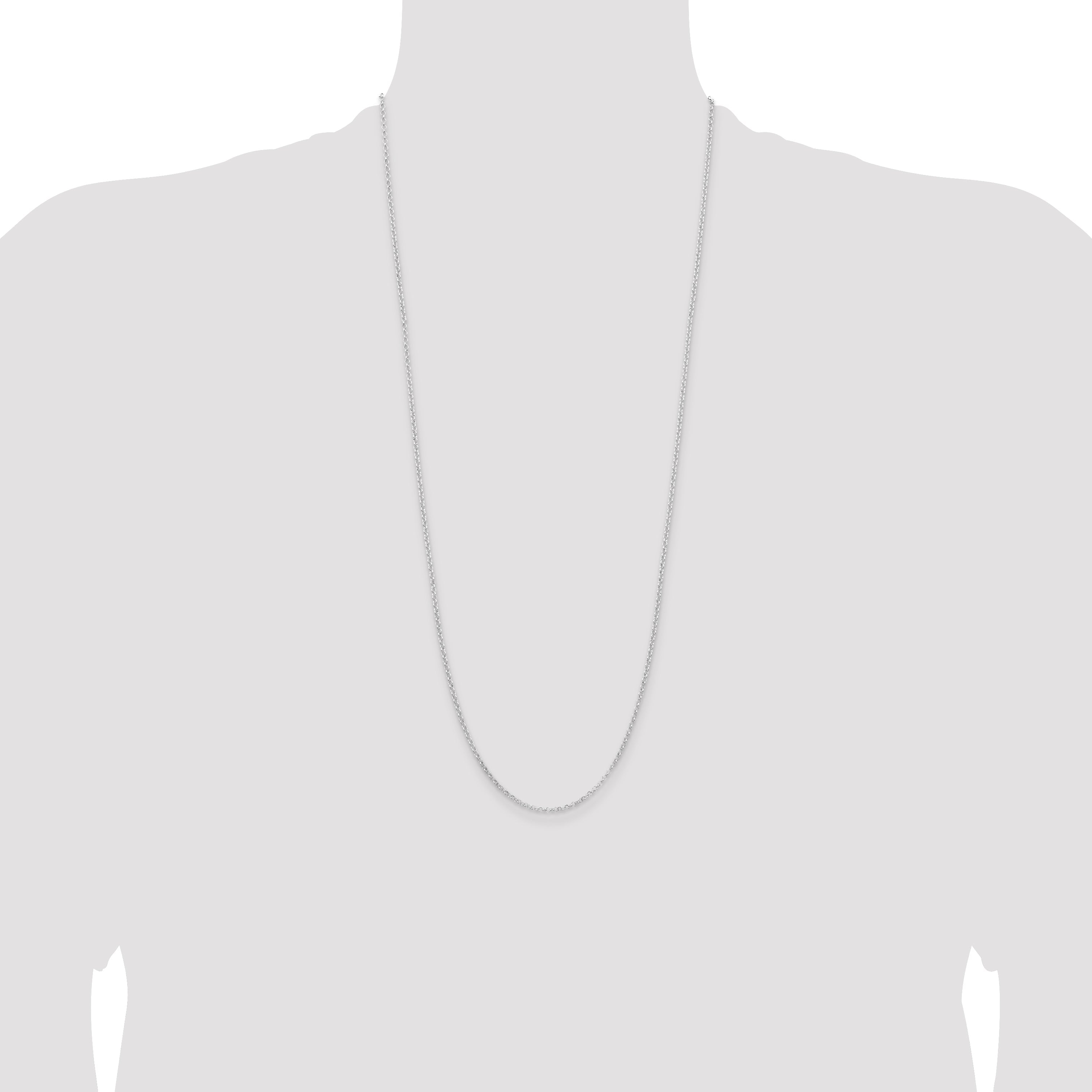 30 Inch Sterling Silver Rhodium-Plated 2mm Rolo Chain Necklace