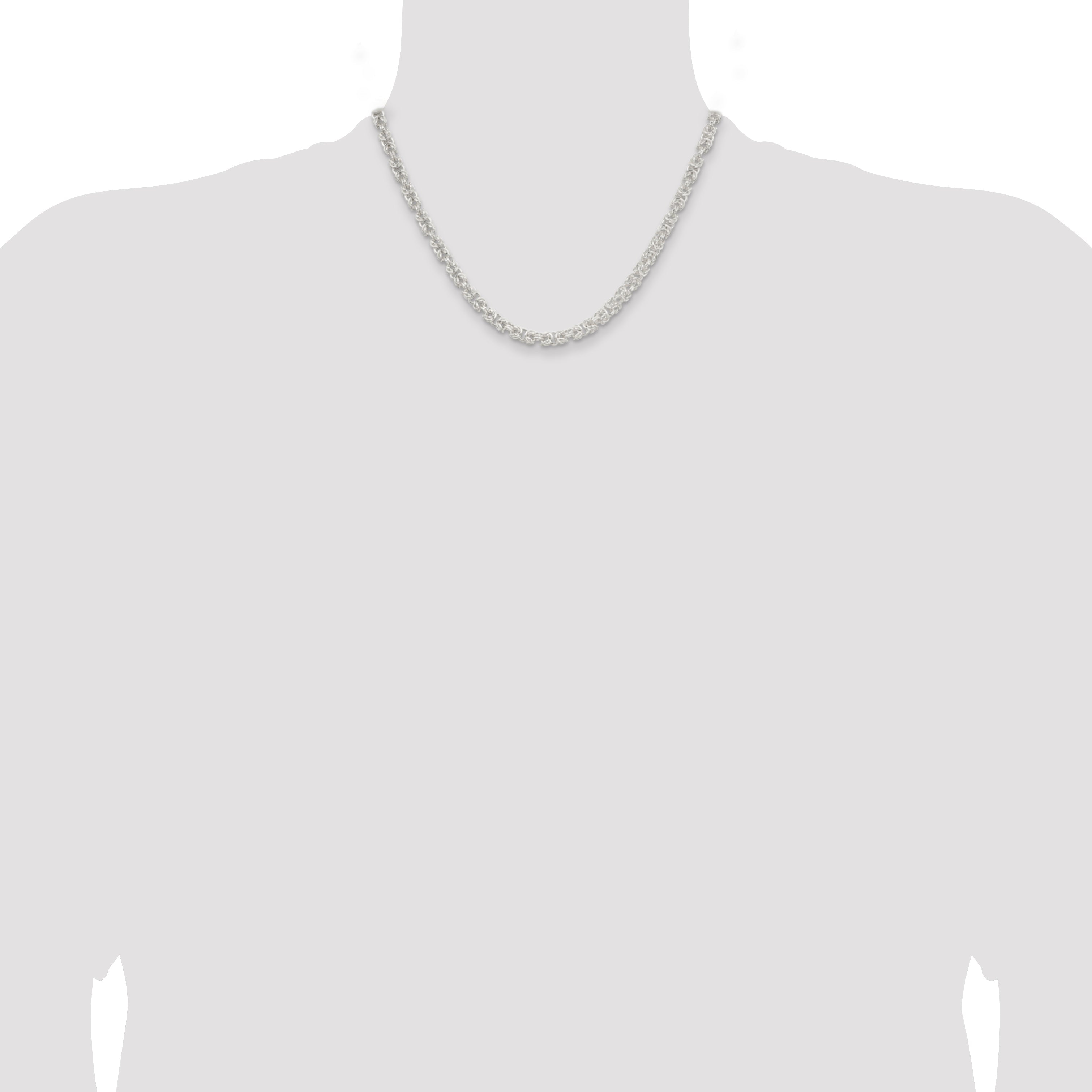 18 Inch Sterling Silver 4.75mm Rounded Byzantine Chain Necklace