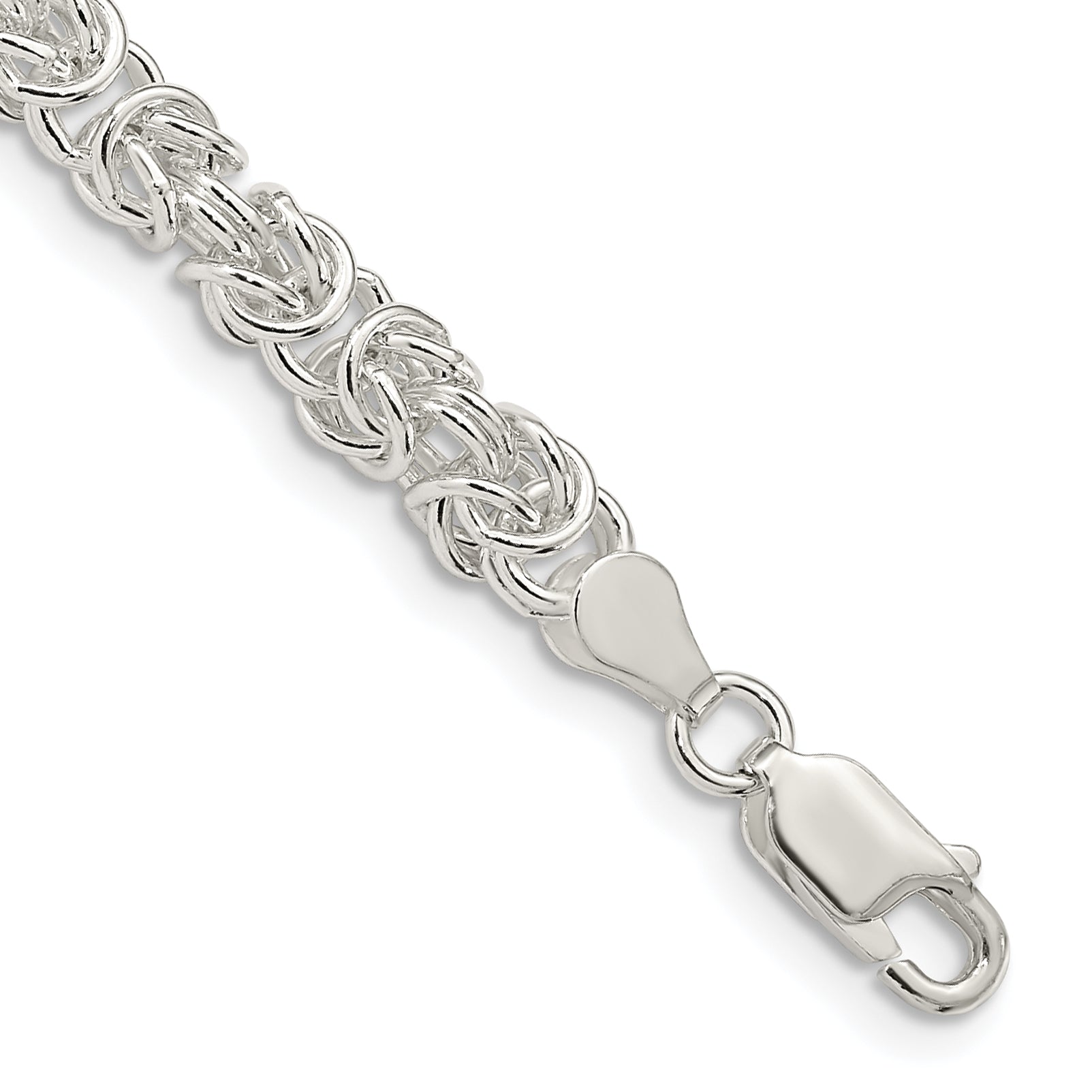 7 Inch Sterling Silver 4.75mm Rounded Byzantine Chain Bracelet
