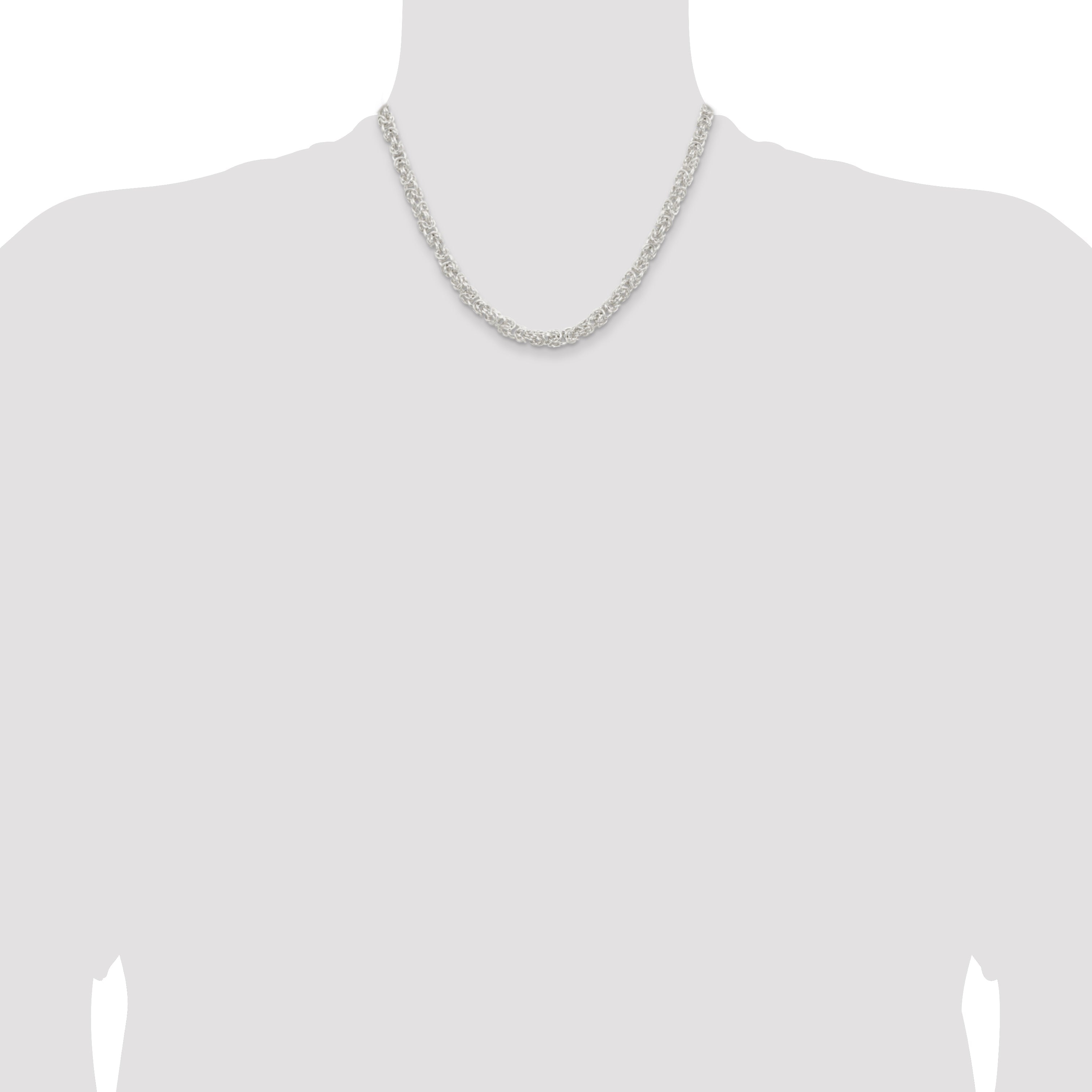18 Inch Sterling Silver 5.5mm Rounded Byzantine Chain Necklace