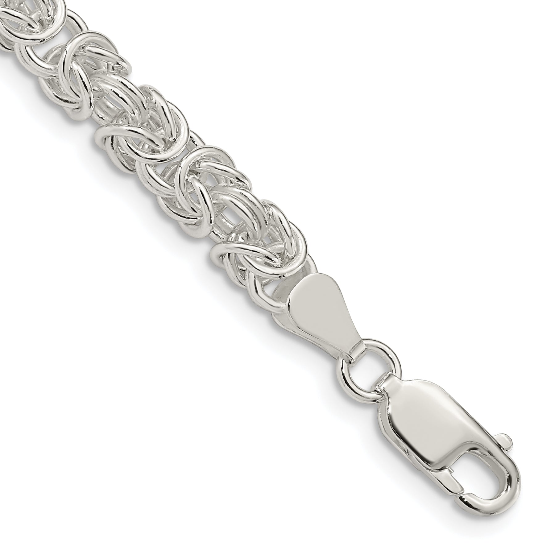 8 Inch Sterling Silver 5.5mm Rounded Byzantine Chain Bracelet