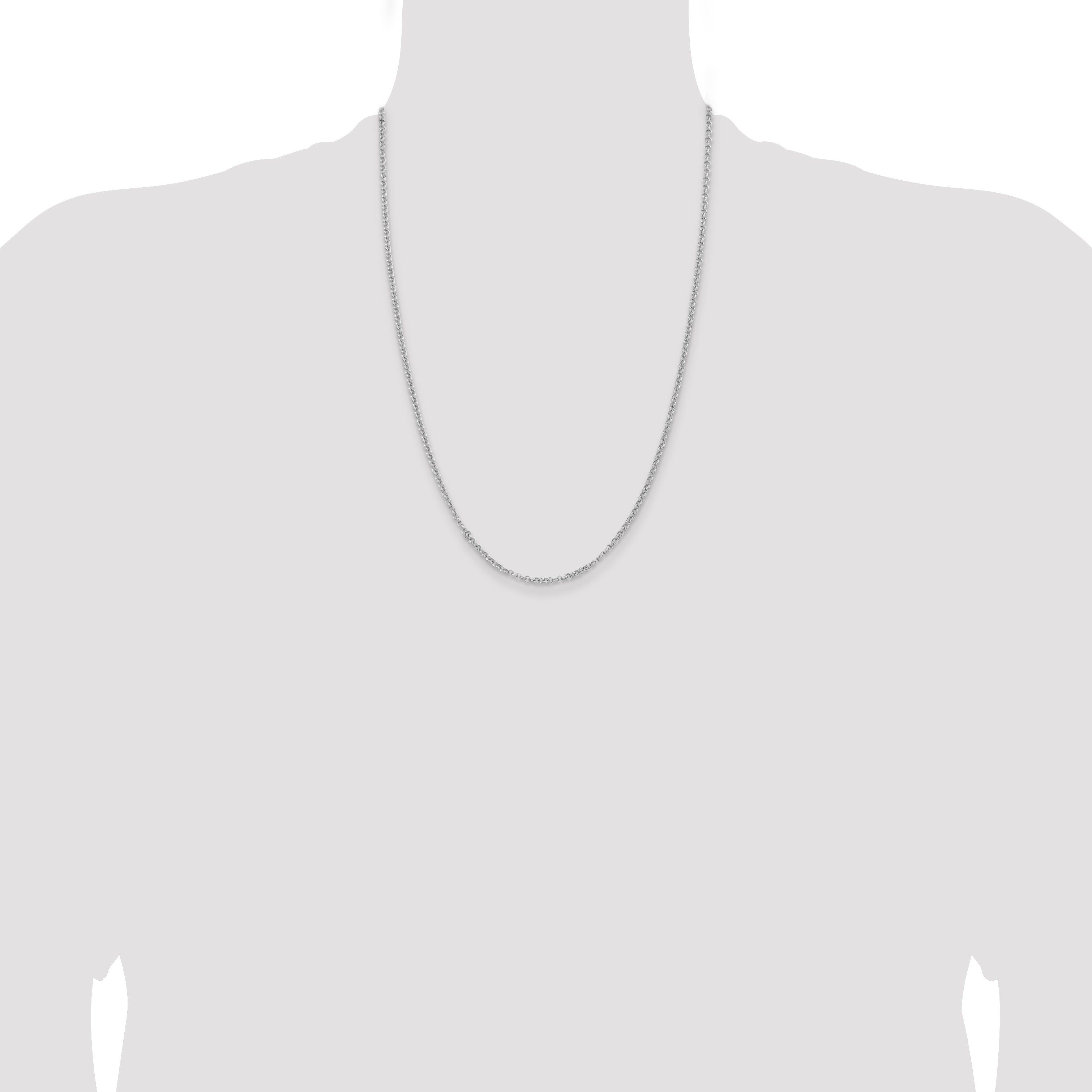24 Inch Sterling Silver Rhodium-Plated 2.8mm Rolo Chain Necklace