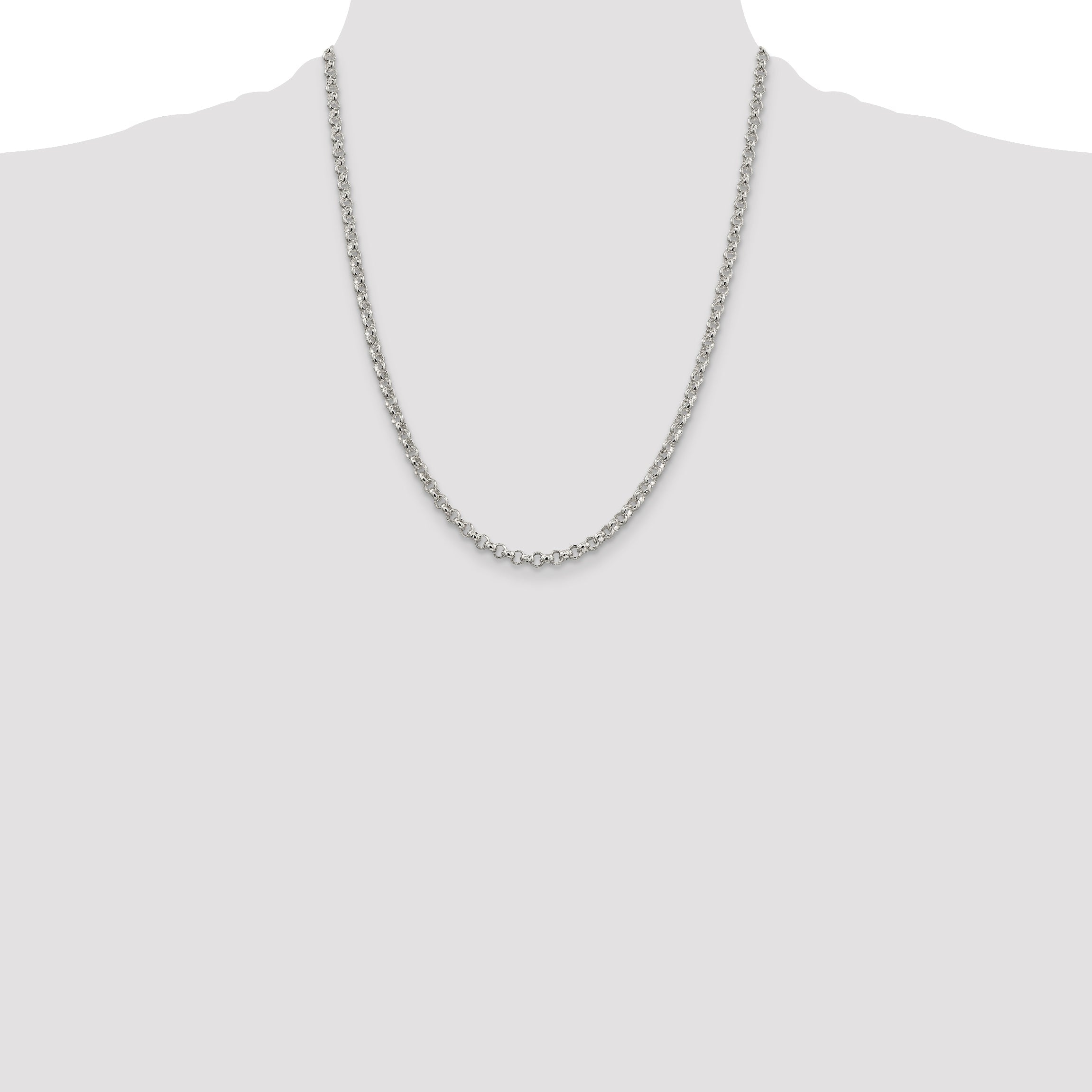 22 Inch Sterling Silver 4mm Rolo Chain Necklace