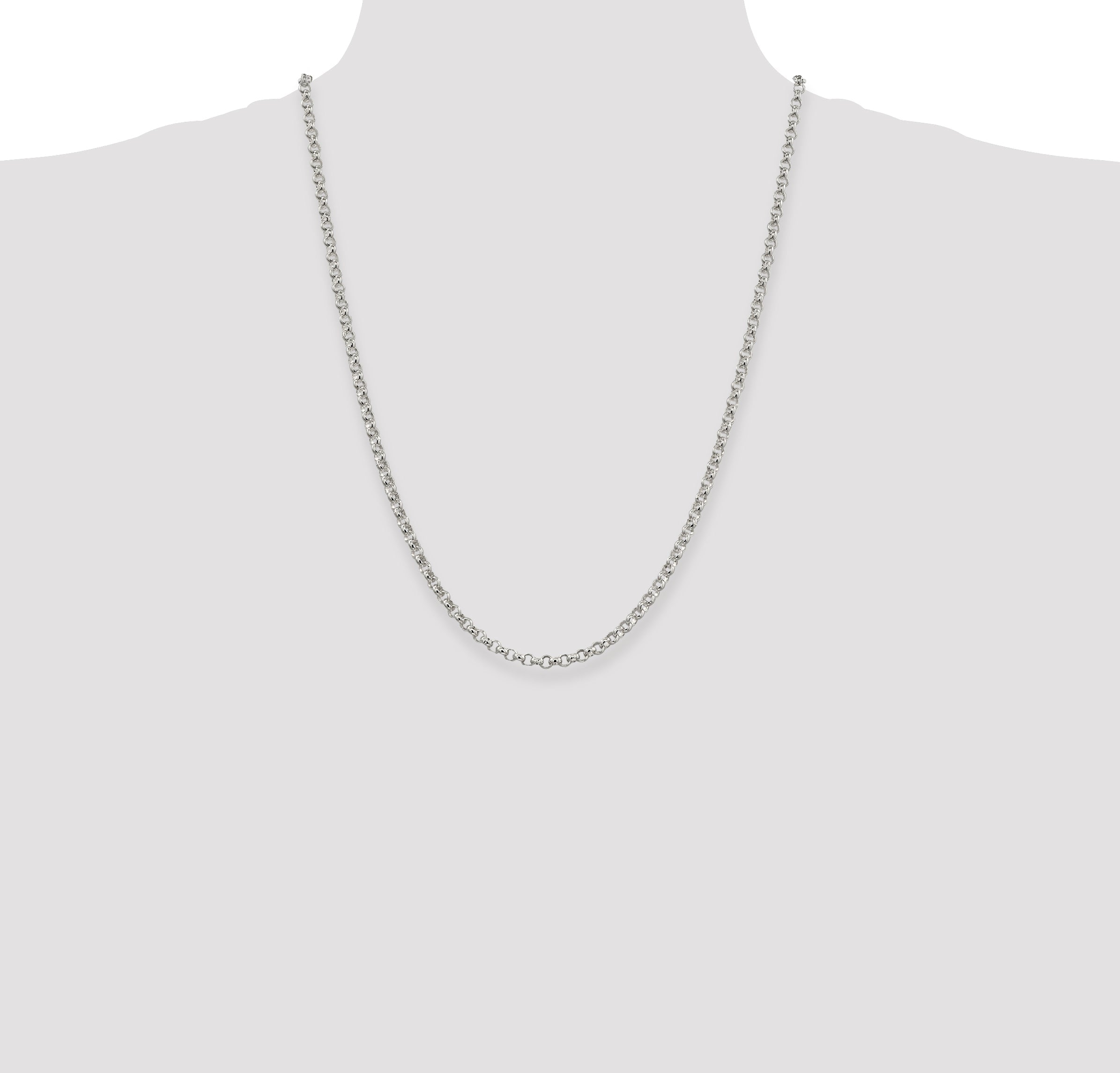 24 Inch Sterling Silver 4mm Rolo Chain Necklace