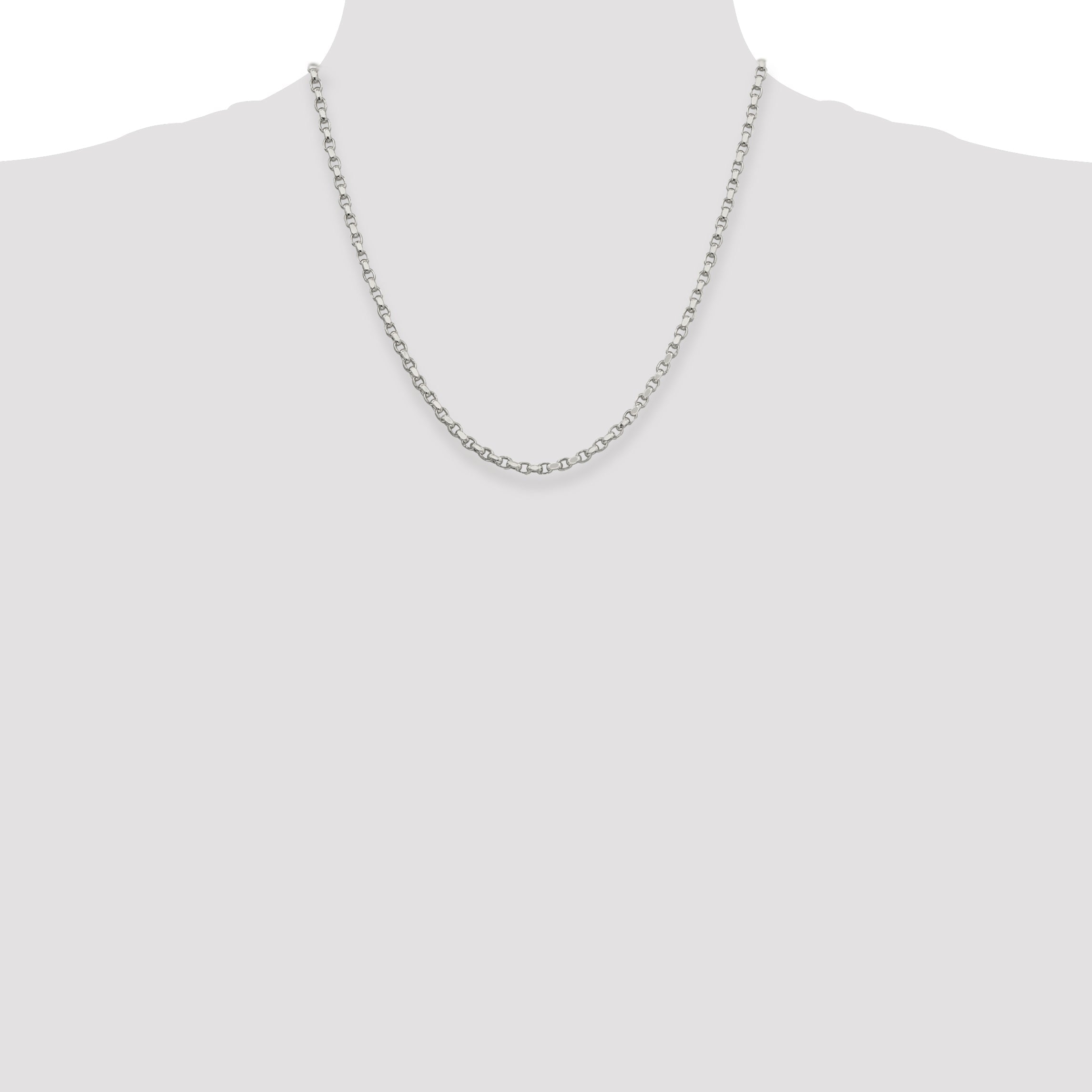 20 Inch Sterling Silver 3.5mm Diamond-Cut Rolo Chain Necklace