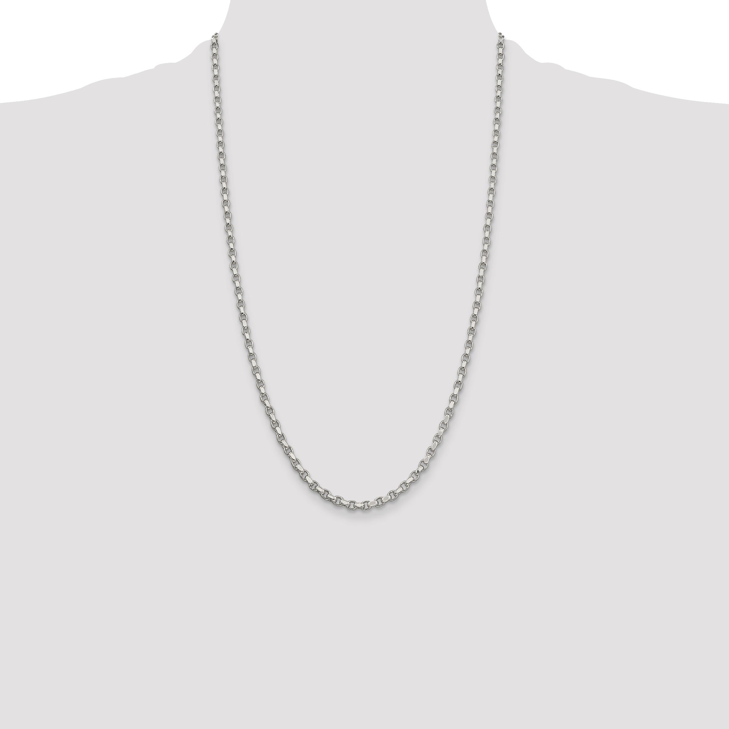 26 Inch Sterling Silver 3.5mm Diamond-Cut Rolo Chain Necklace