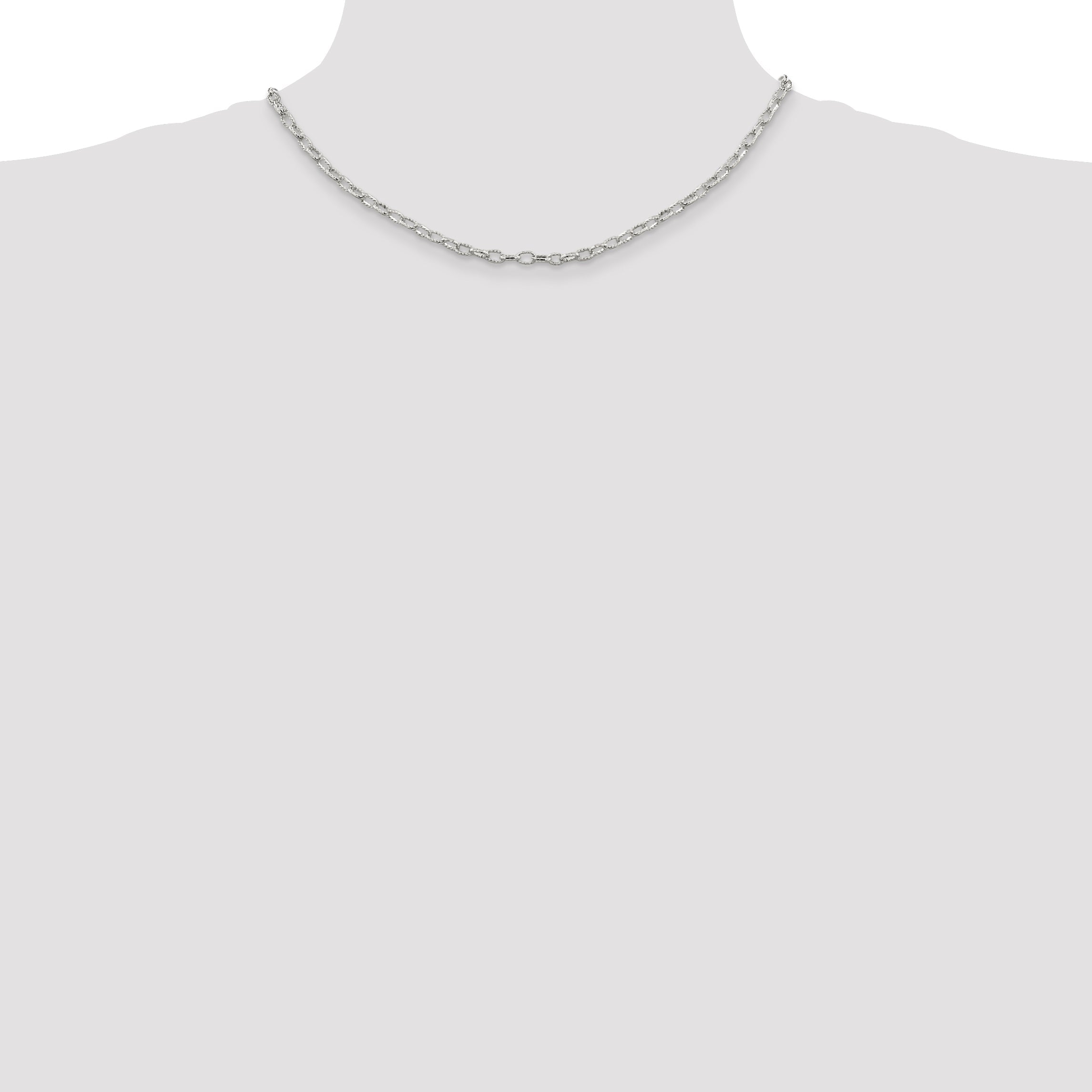 16 Inch Sterling Silver 3.75mm Fancy Patterned Rolo Chain Necklace