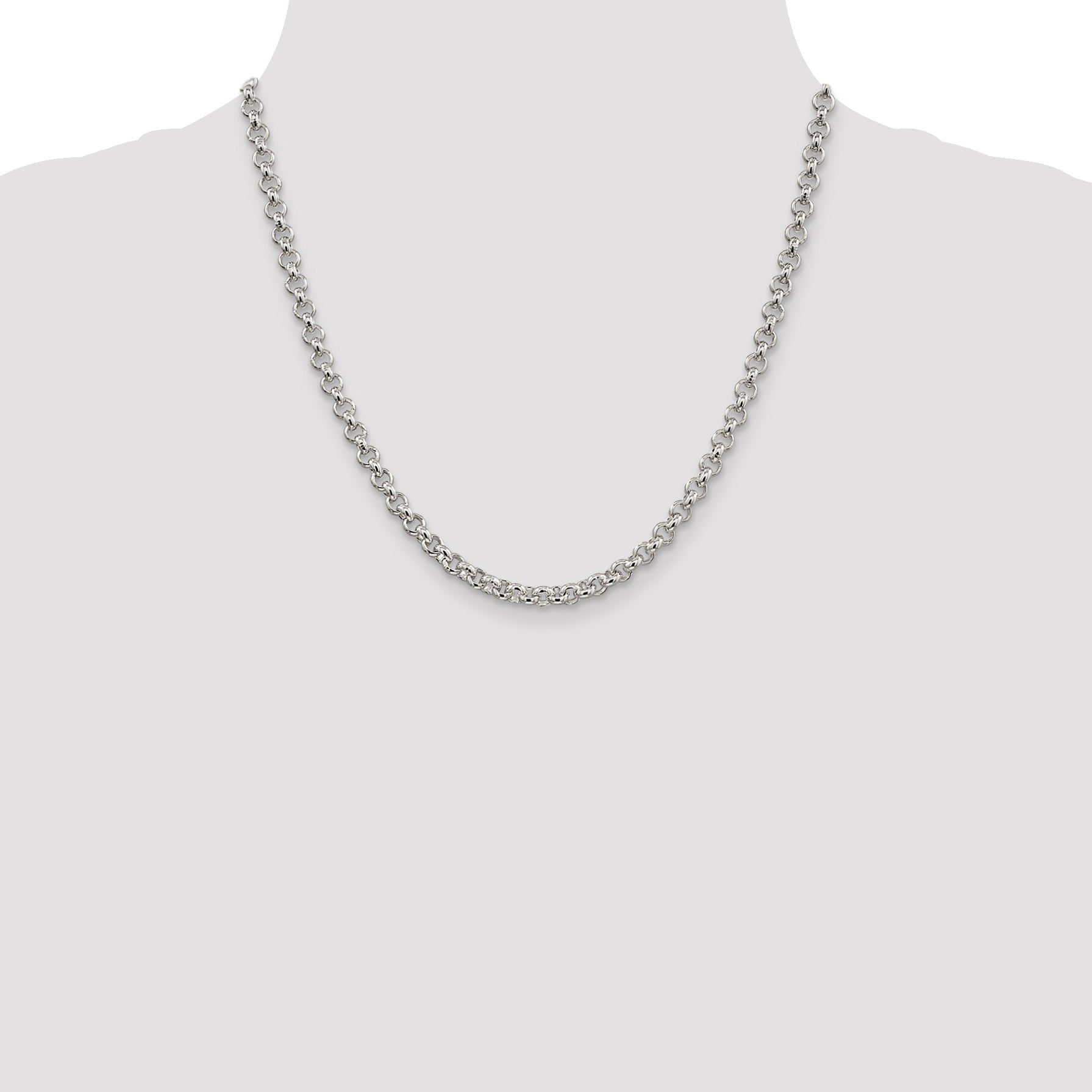 20 Inch Sterling Silver 5mm Rolo Chain Necklace