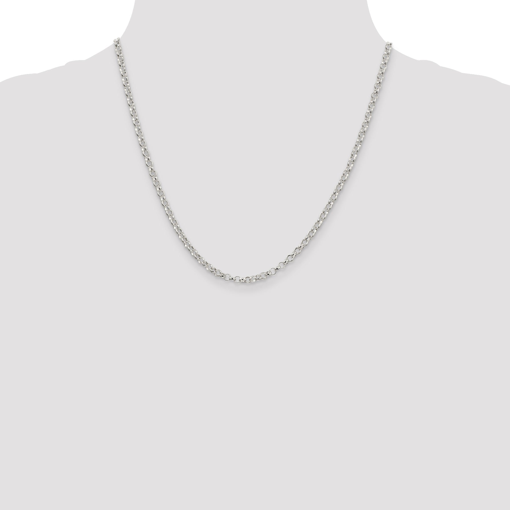 20 Inch Sterling Silver 3.5mm Rolo Chain Necklace