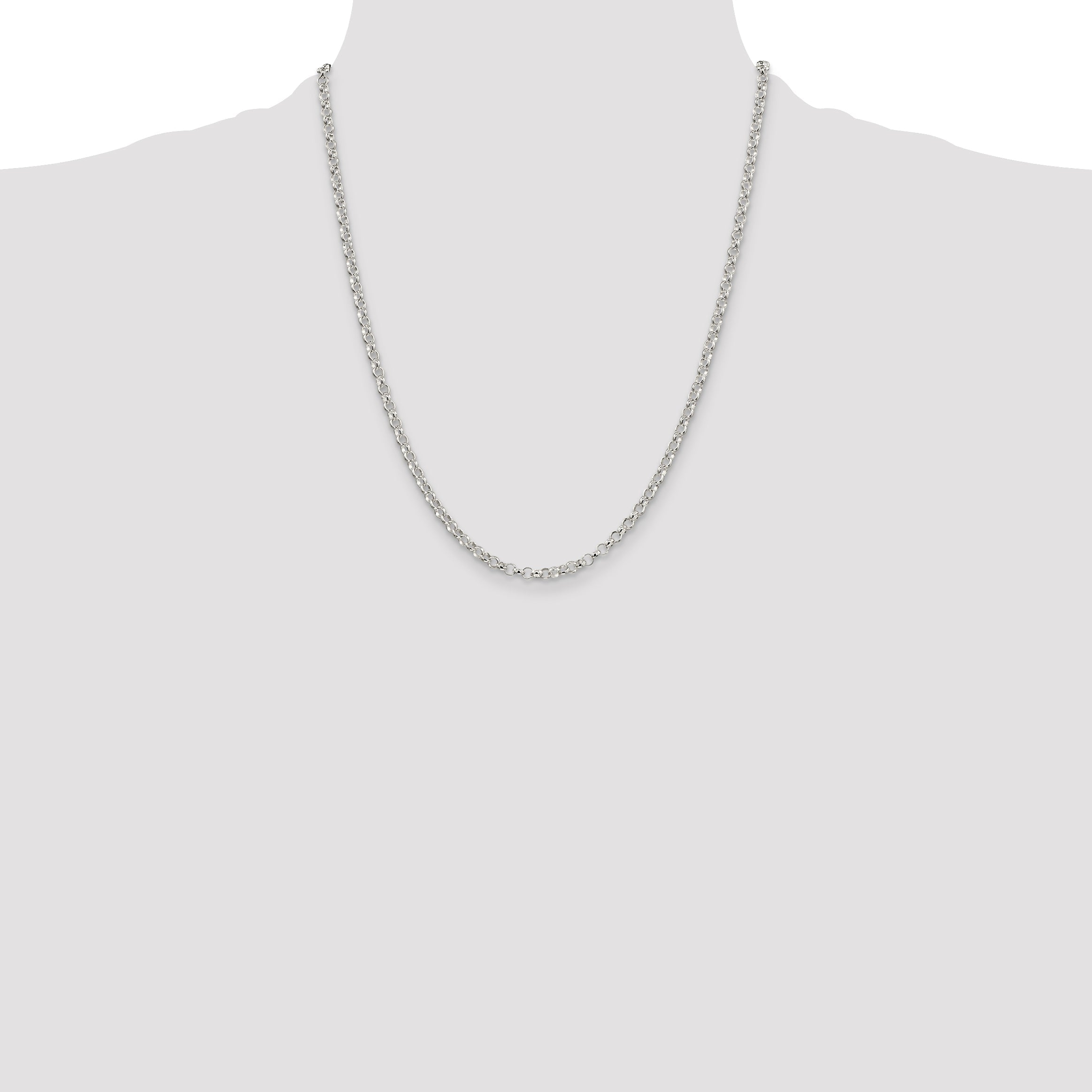22 Inch Sterling Silver 3.5mm Rolo Chain Necklace
