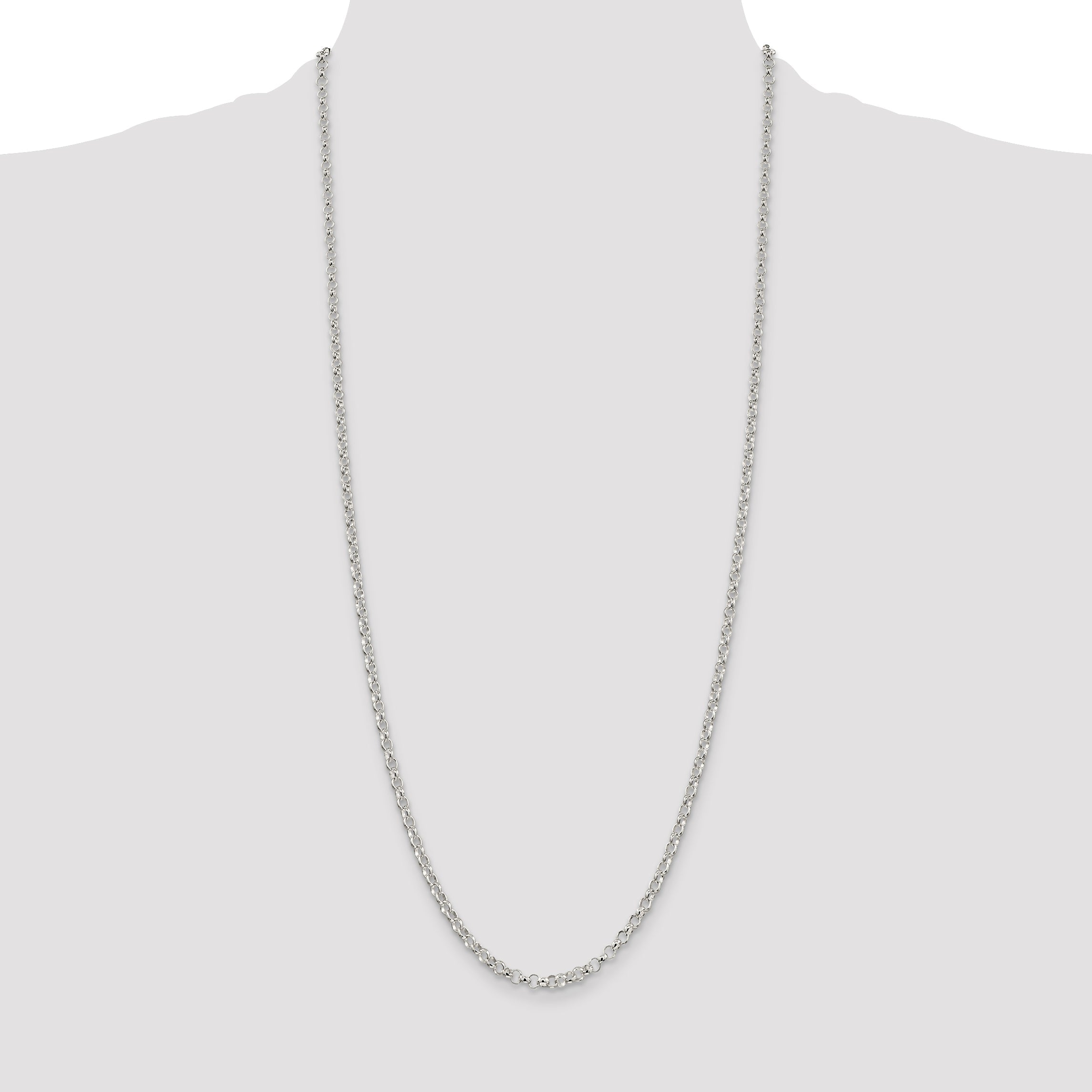 30 Inch Sterling Silver 3.5mm Rolo Chain Necklace