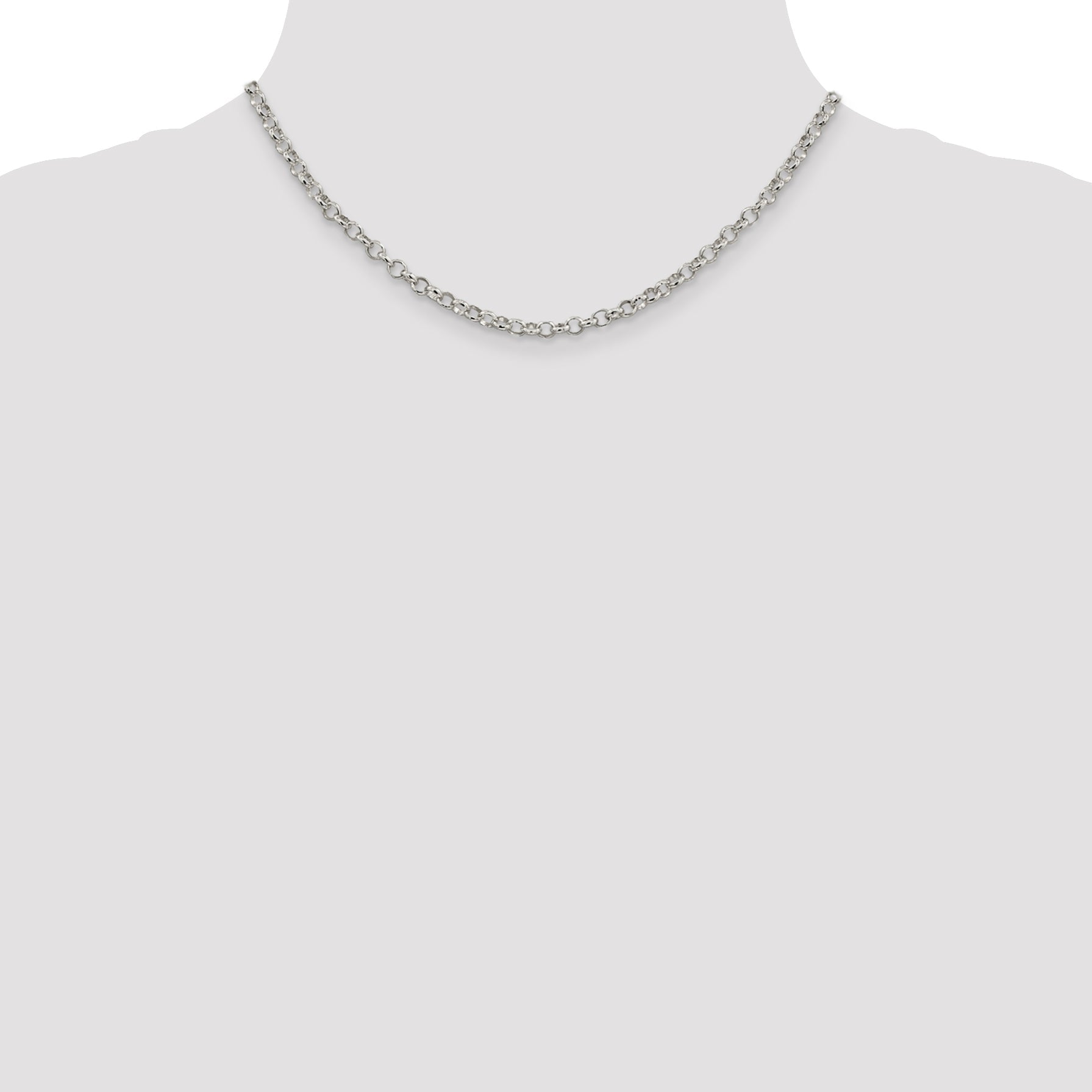 16 Inch Sterling Silver 4mm Rolo Chain Necklace