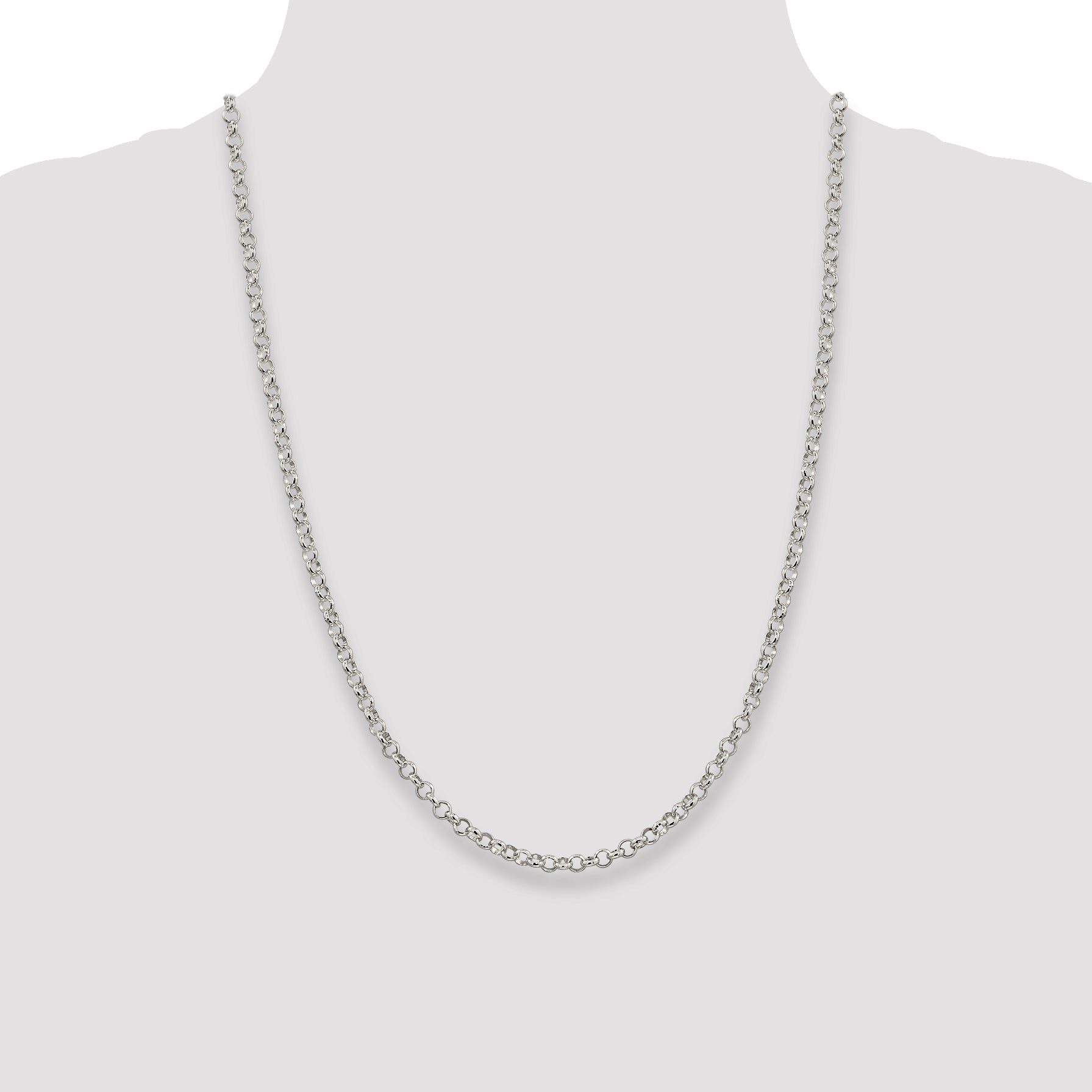 24 Inch Sterling Silver 4mm Rolo Chain Necklace