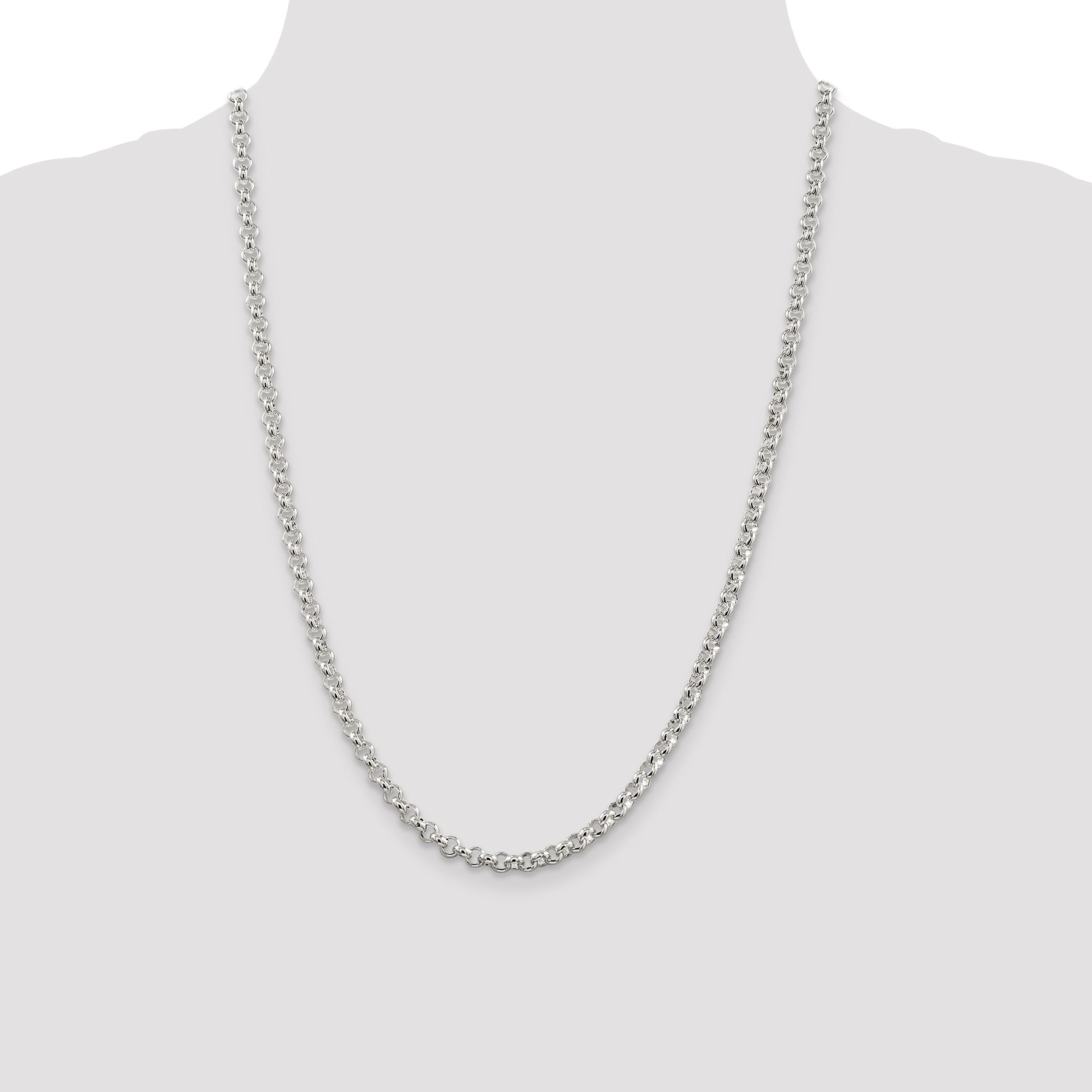 24 Inch Sterling Silver 4.6mm Rolo Chain Necklace