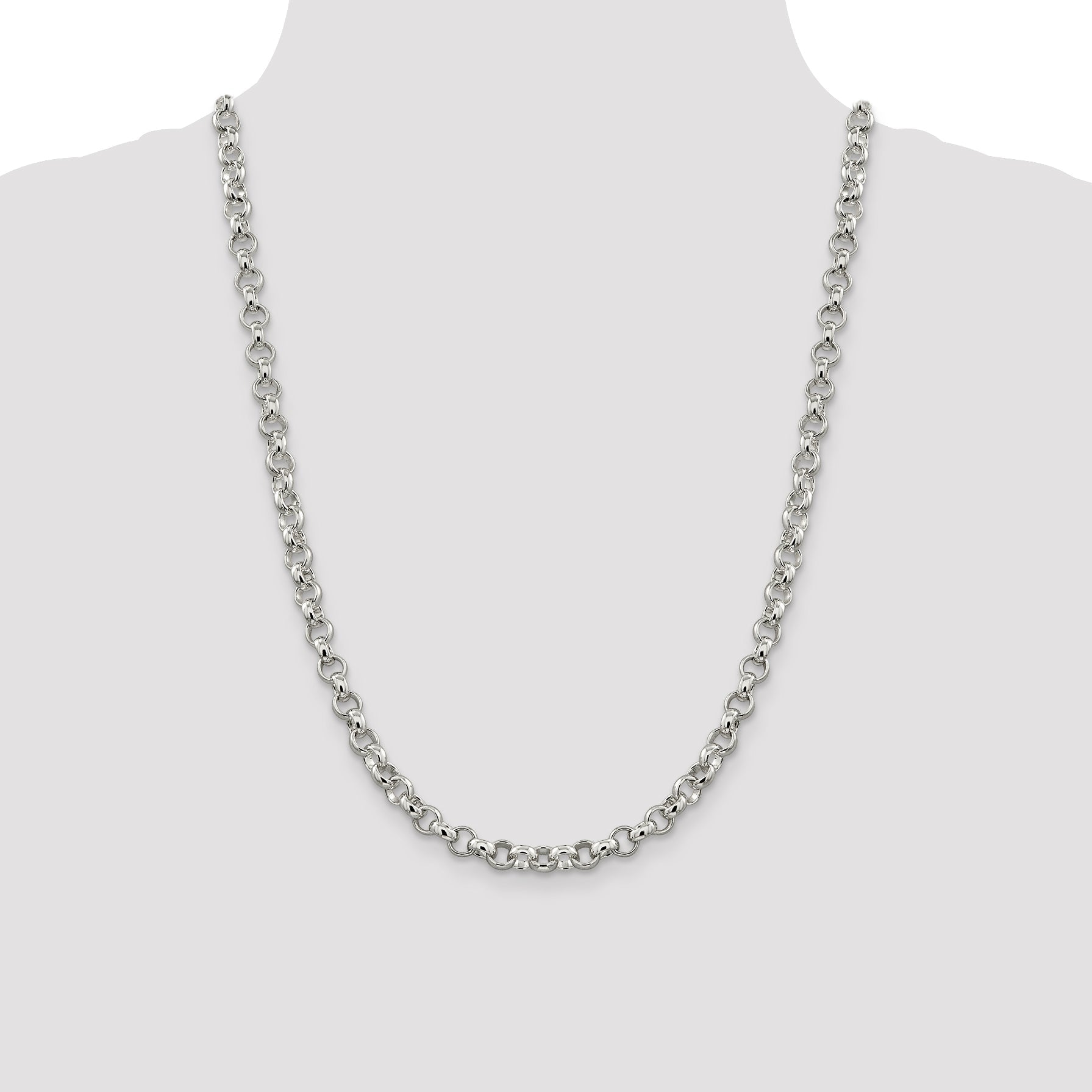 24 Inch Sterling Silver 6.75mm Rolo Chain Necklace