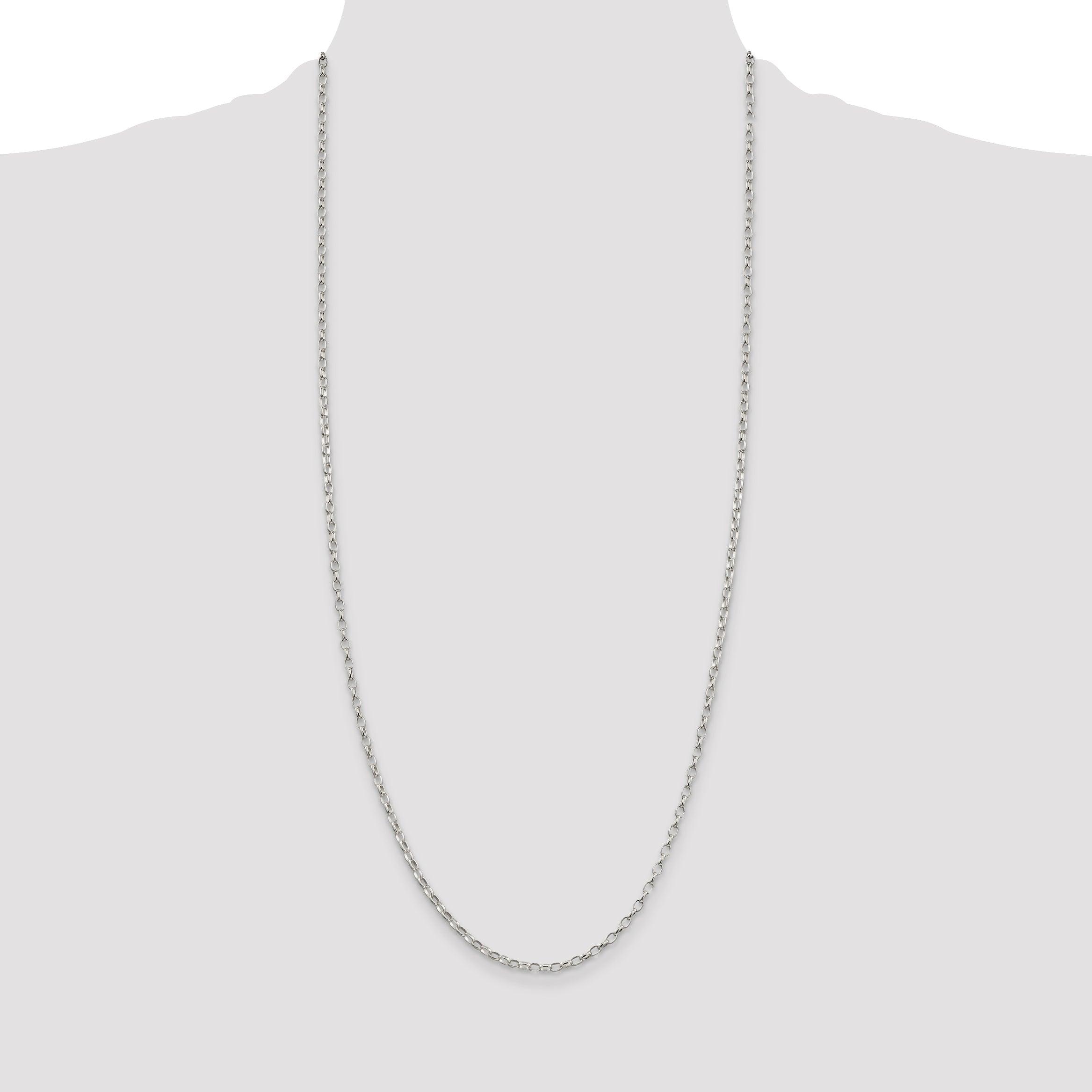 30 Inch Sterling Silver 2.5mm Oval Fancy Rolo Chain Necklace