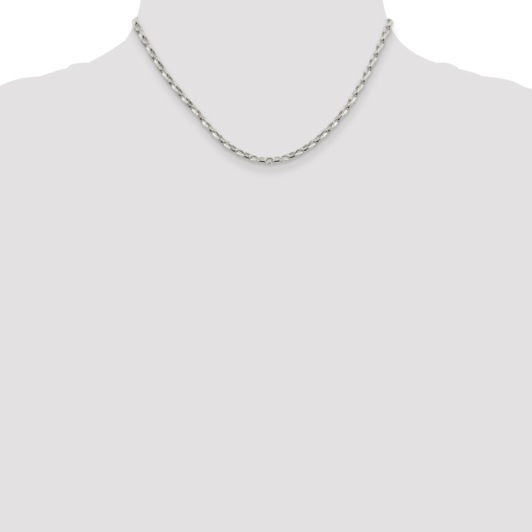 16 Inch Sterling Silver 3.2mm Oval Fancy Rolo Chain Necklace