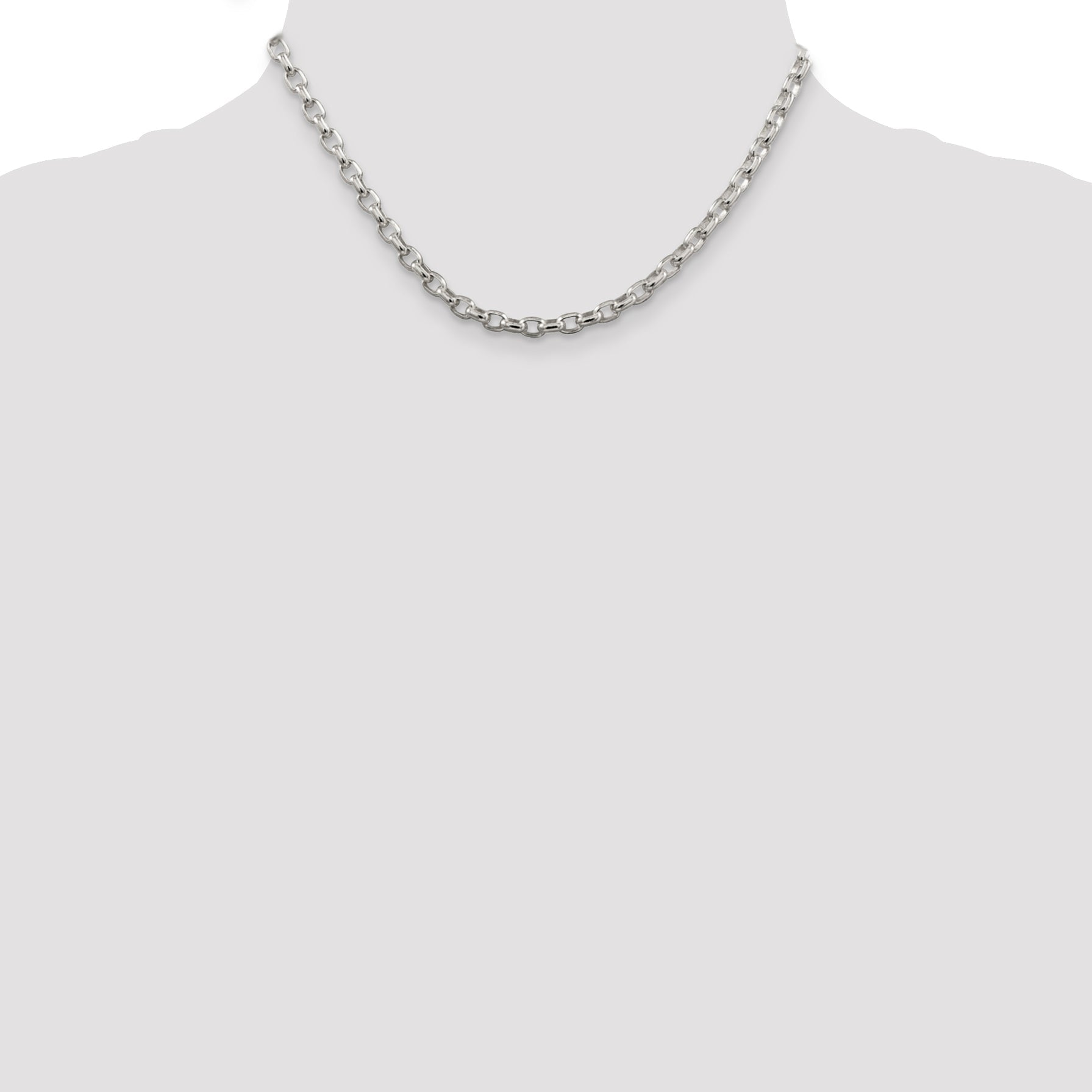 16 Inch Sterling Silver 4.4mm Oval Fancy Rolo Chain Necklace