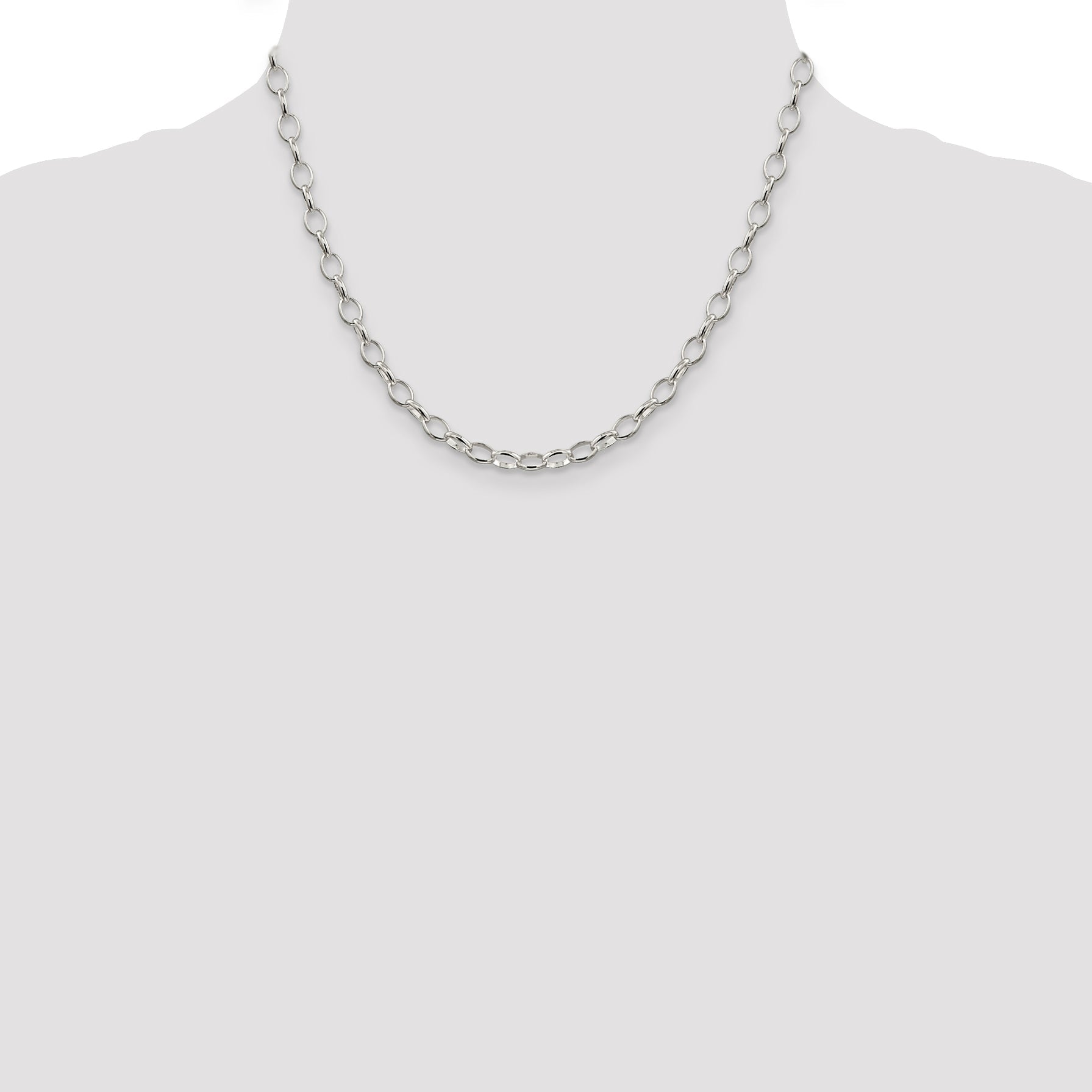 18 Inch Sterling Silver 5mm Fancy Rolo Chain Necklace