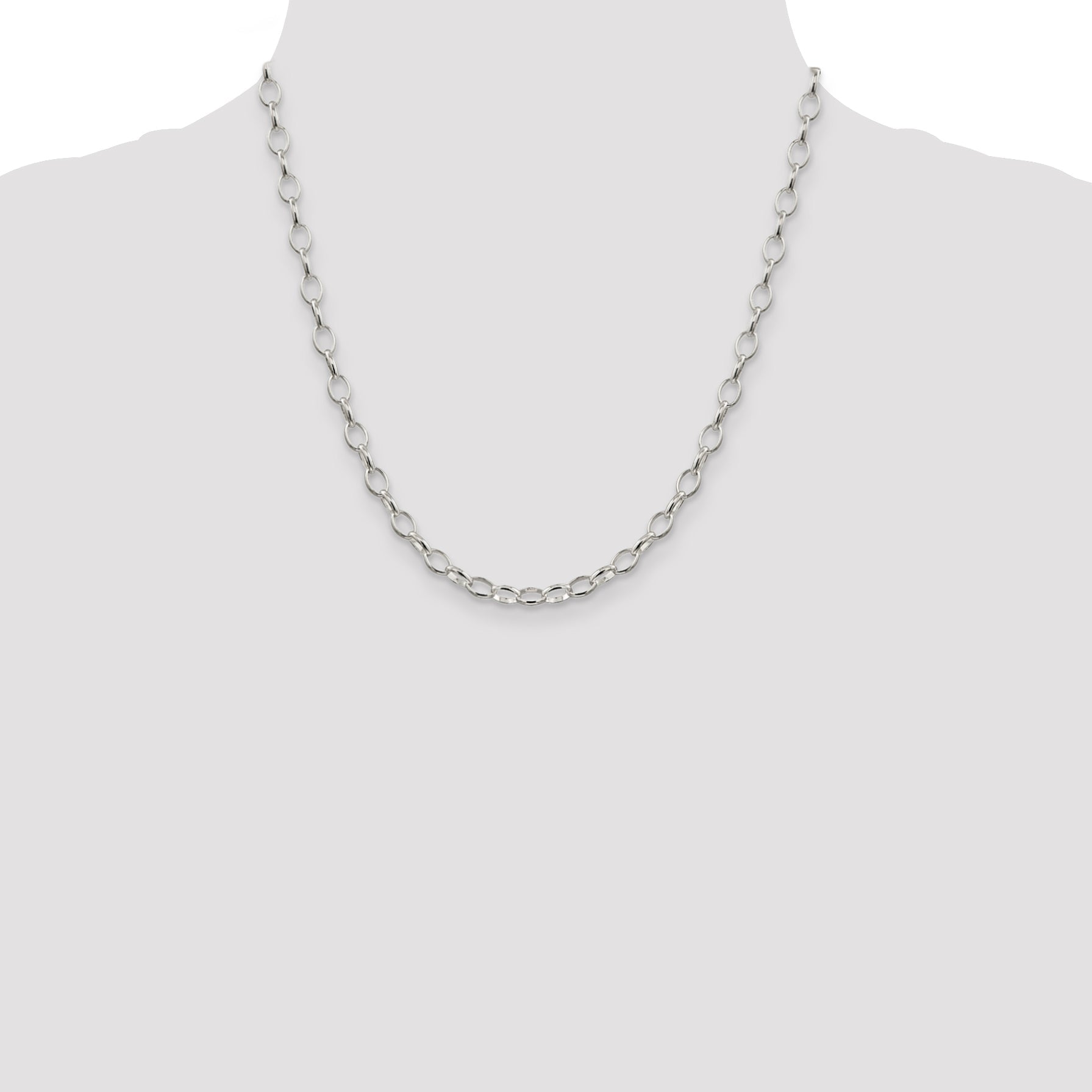 20 Inch Sterling Silver 5mm Fancy Rolo Chain Necklace