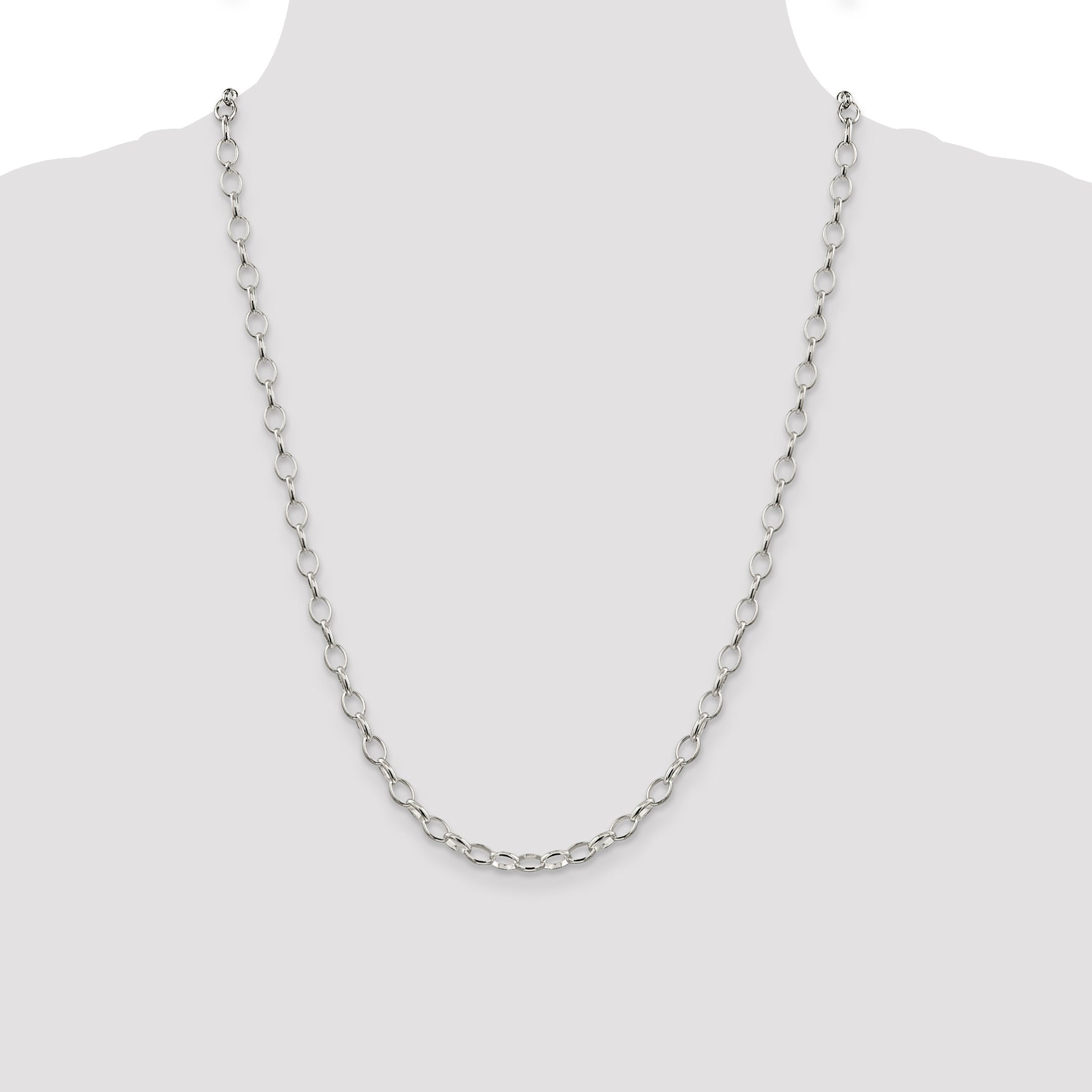 24 Inch Sterling Silver 5mm Fancy Rolo Chain Necklace