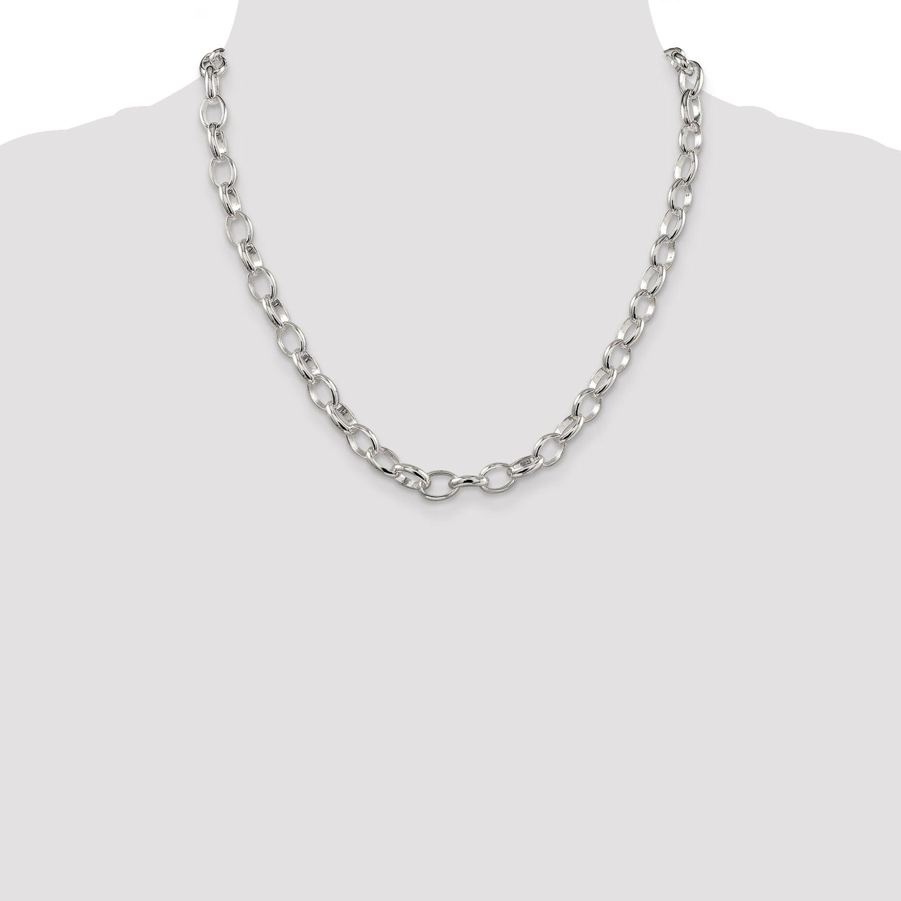 20 Inch Sterling Silver 8mm Fancy Rolo Chain Necklace