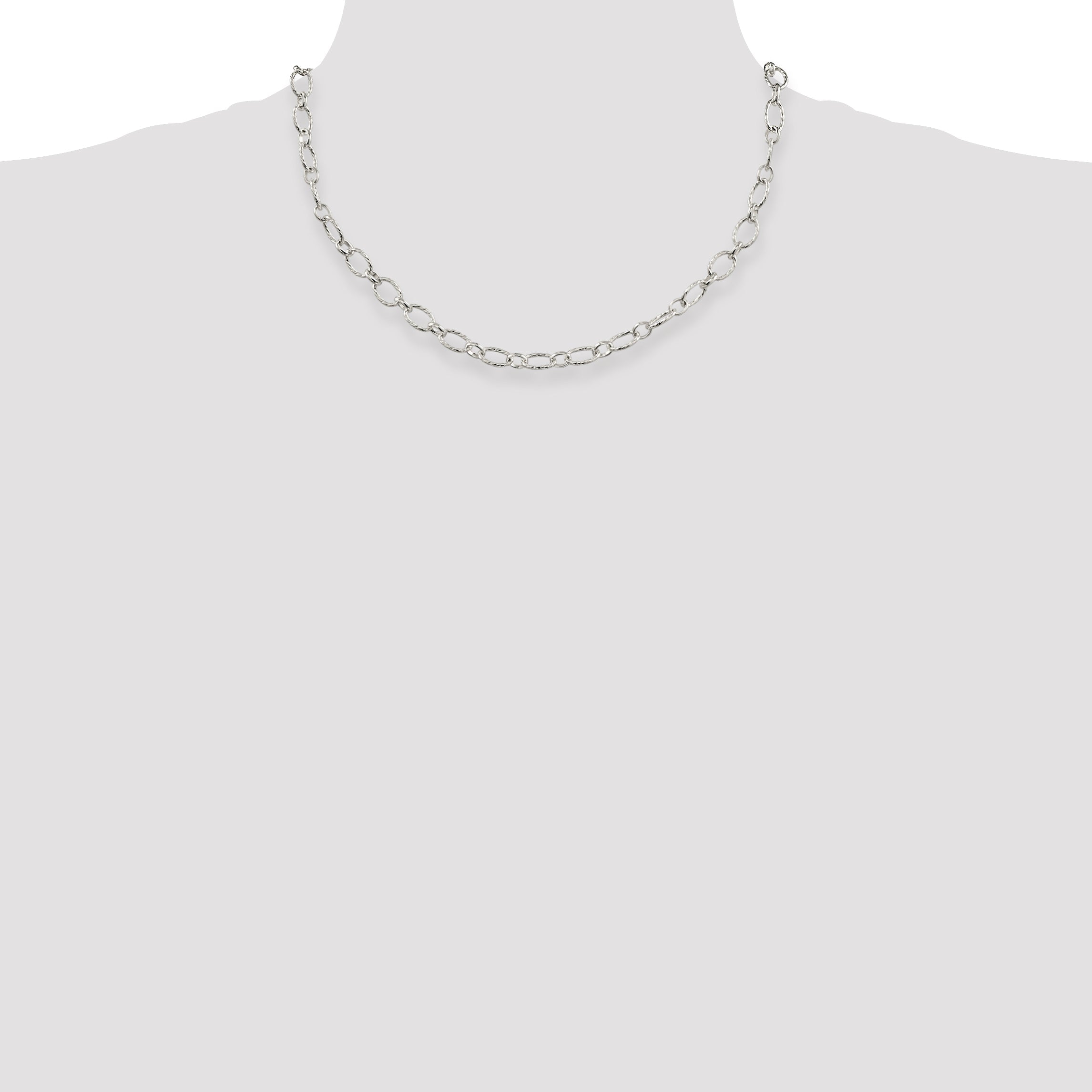 18 Inch Sterling Silver 6.1mm Fancy Patterned Rolo Chain Necklace