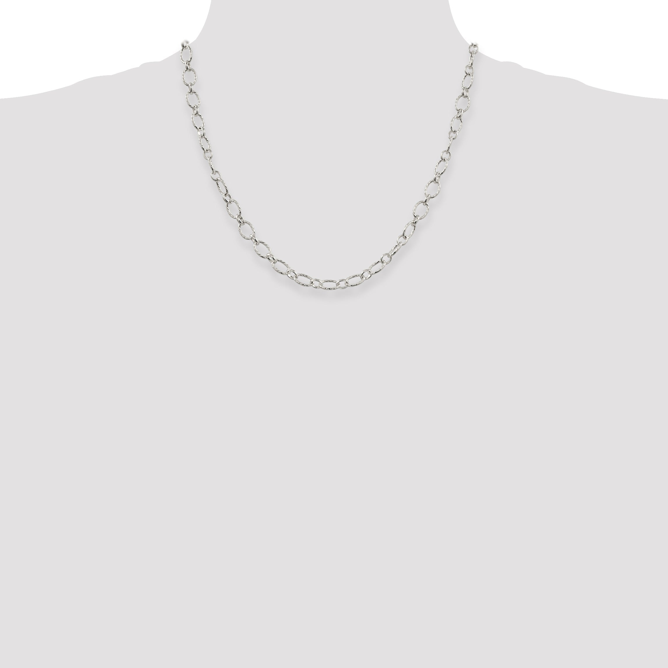 20 Inch Sterling Silver 6.1mm Fancy Patterned Rolo Chain Necklace