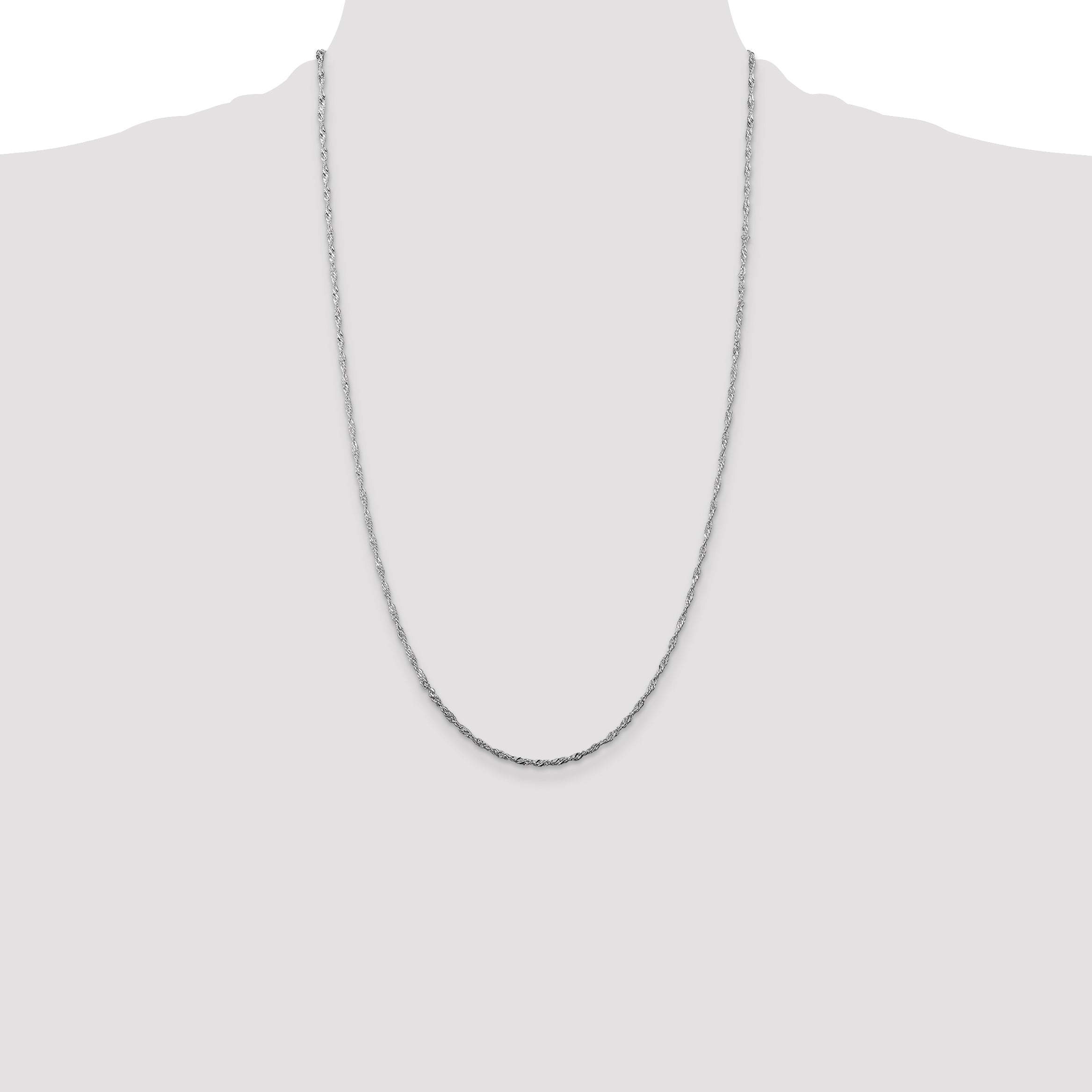 22 Inch Sterling Silver Rhodium-Plated 1.75mm Singapore Chain Necklace