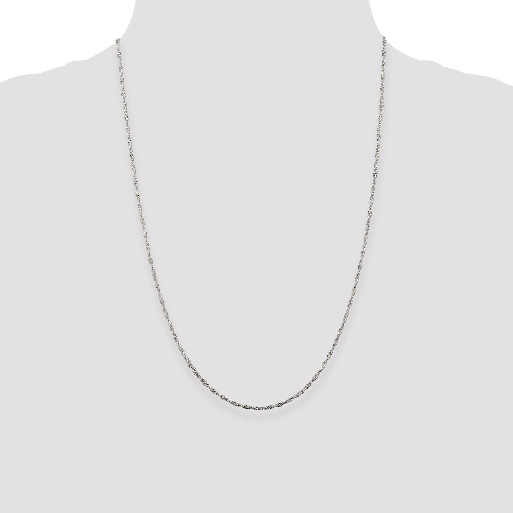 24 Inch Sterling Silver Rhodium-Plated 1.75mm Singapore Chain Necklace