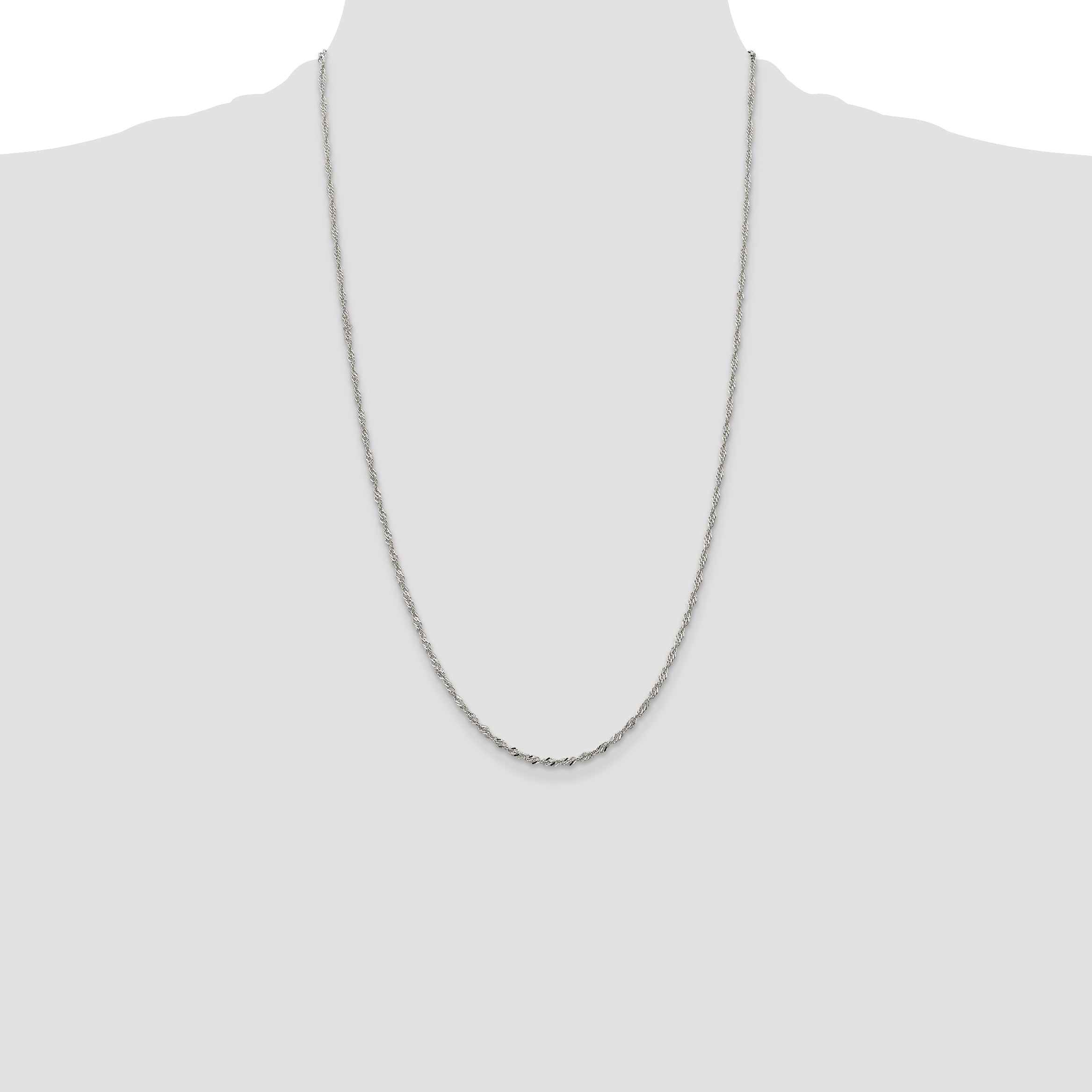 26 Inch Sterling Silver 2mm Singapore Chain Necklace