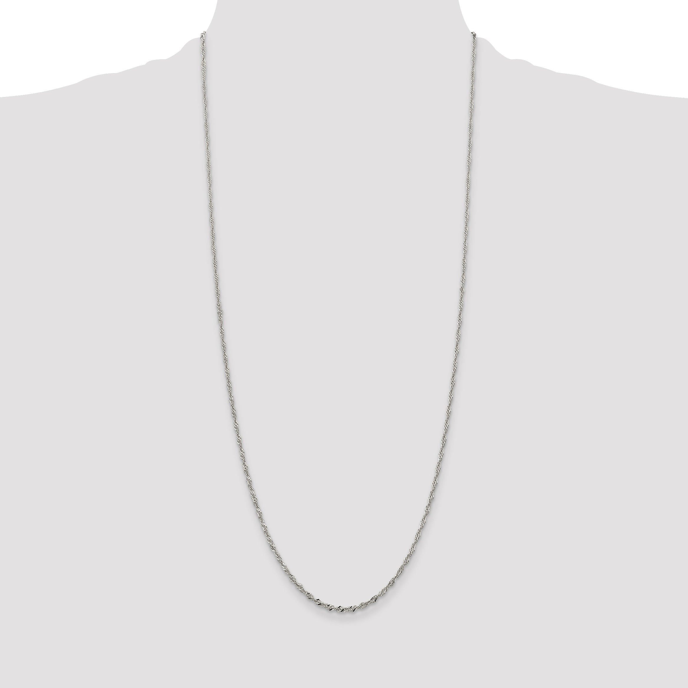 30 Inch Sterling Silver 2mm Singapore Chain Necklace