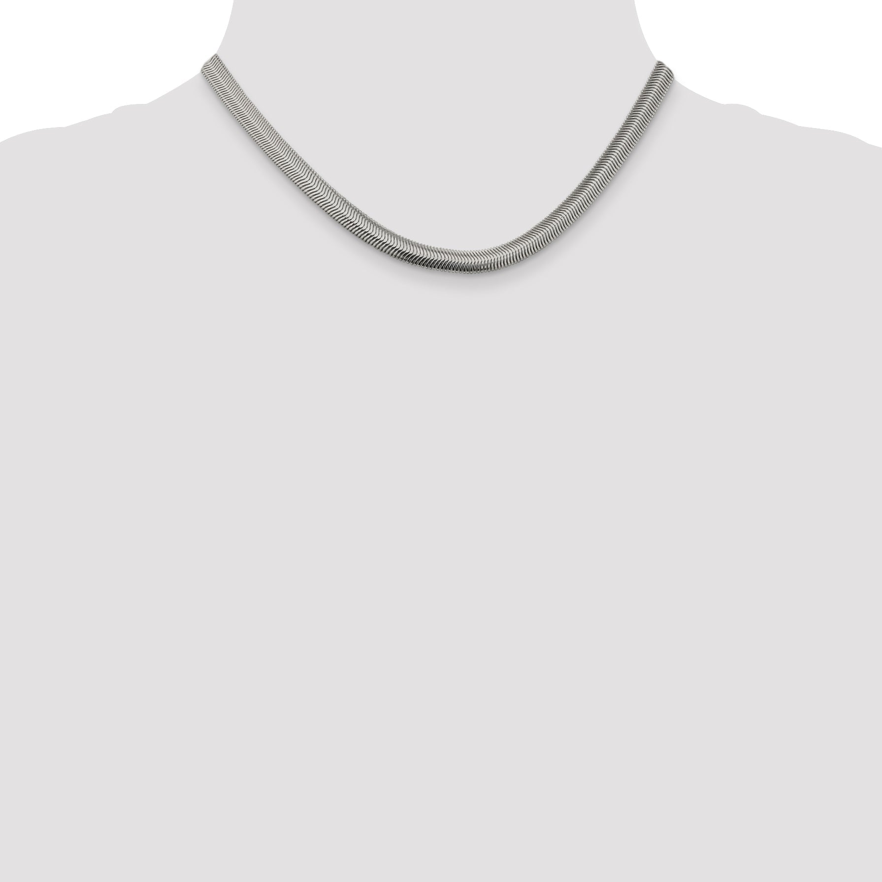 16 Inch Sterling Silver 6.25mm Flat Oval Snake Chain Necklace