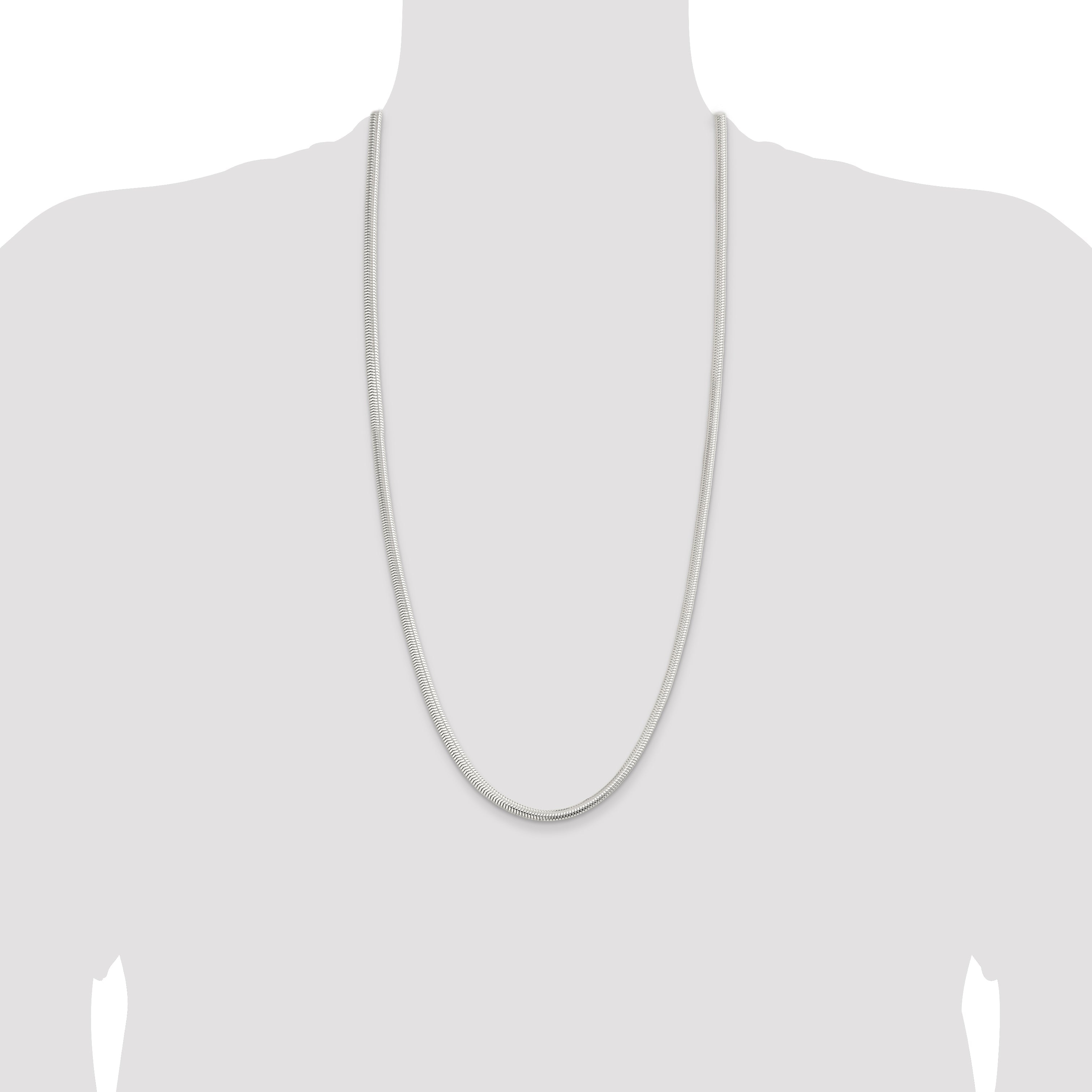 30 Inch Sterling Silver 5mm 6-Sided Oval Snake Chain Necklace