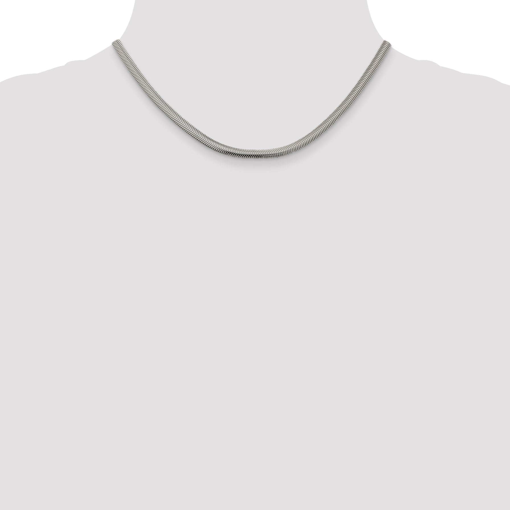 16 Inch Sterling Silver 4.2mm Flat Oval Snake Chain Necklace