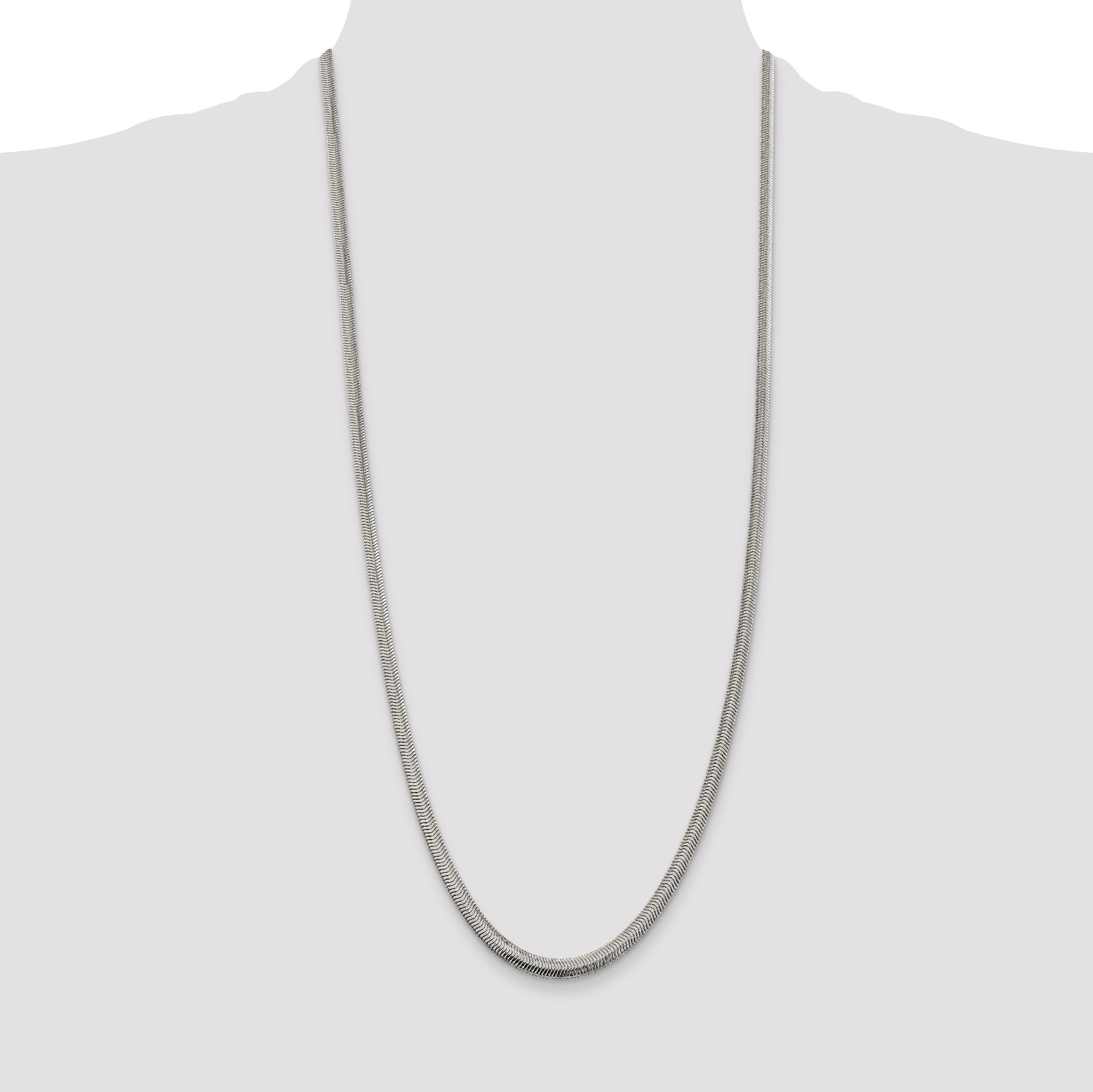 30 Inch Sterling Silver 4.2mm Flat Oval Snake Chain Necklace