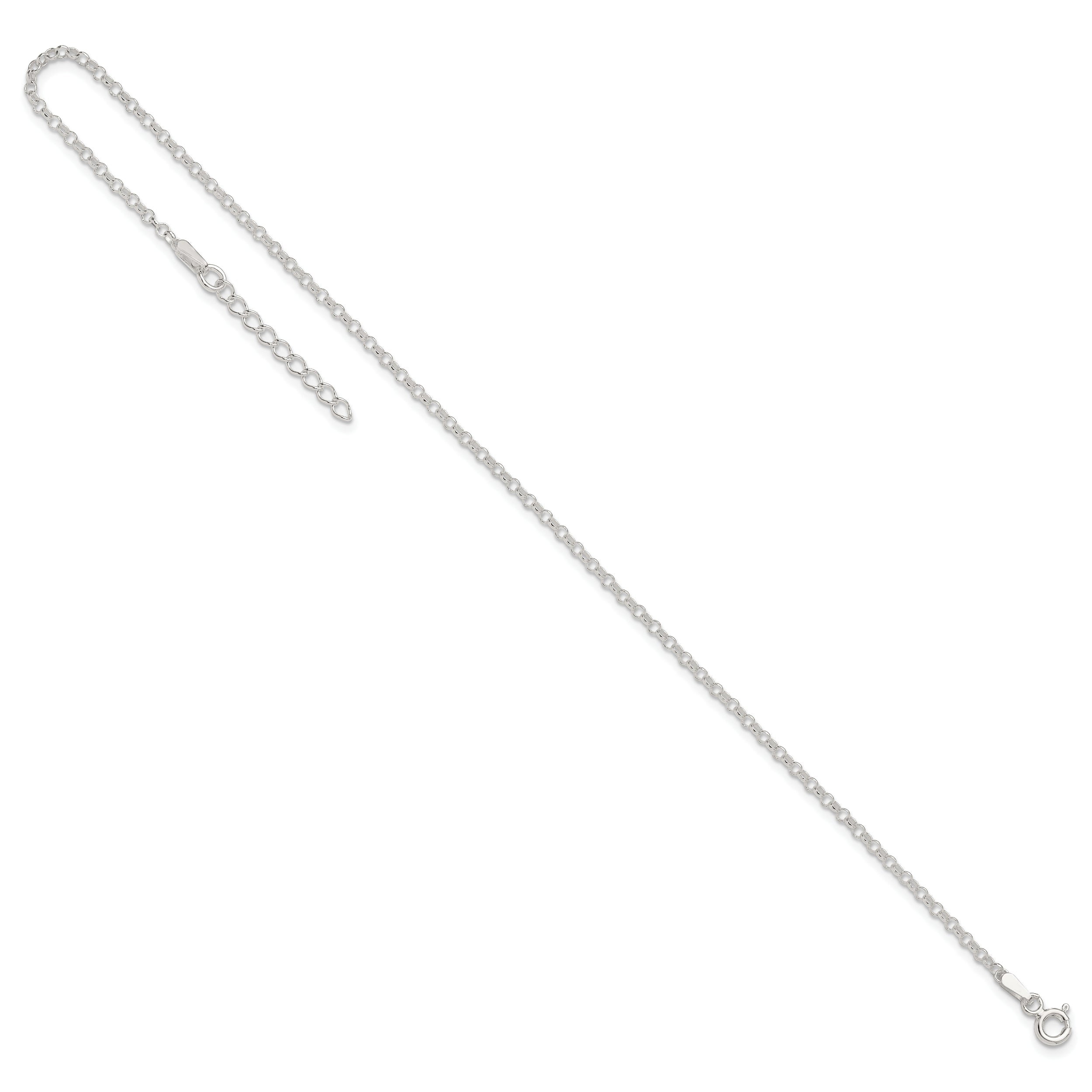 9 Inch Sterling Silver 2mm Rolo 9In Plus 1In Ext. Chain Anklet
