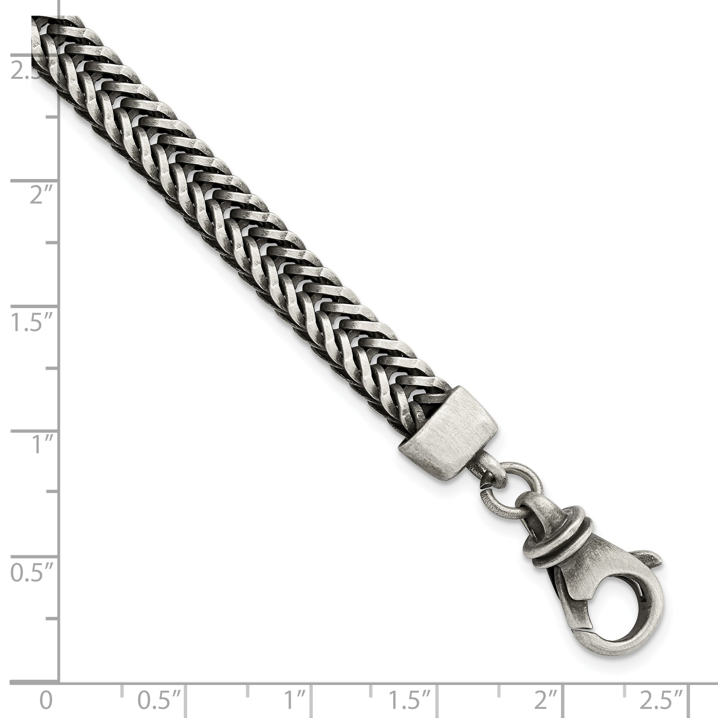 8.5 Inch Sterling Silver Brushed Antiqued Wheat Chain Bracelet