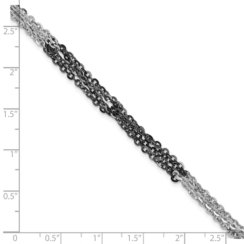 7.5 Inch Sterling Silver Ruthenium & Rhodium-Plated Fancy Chain Link Bracelet