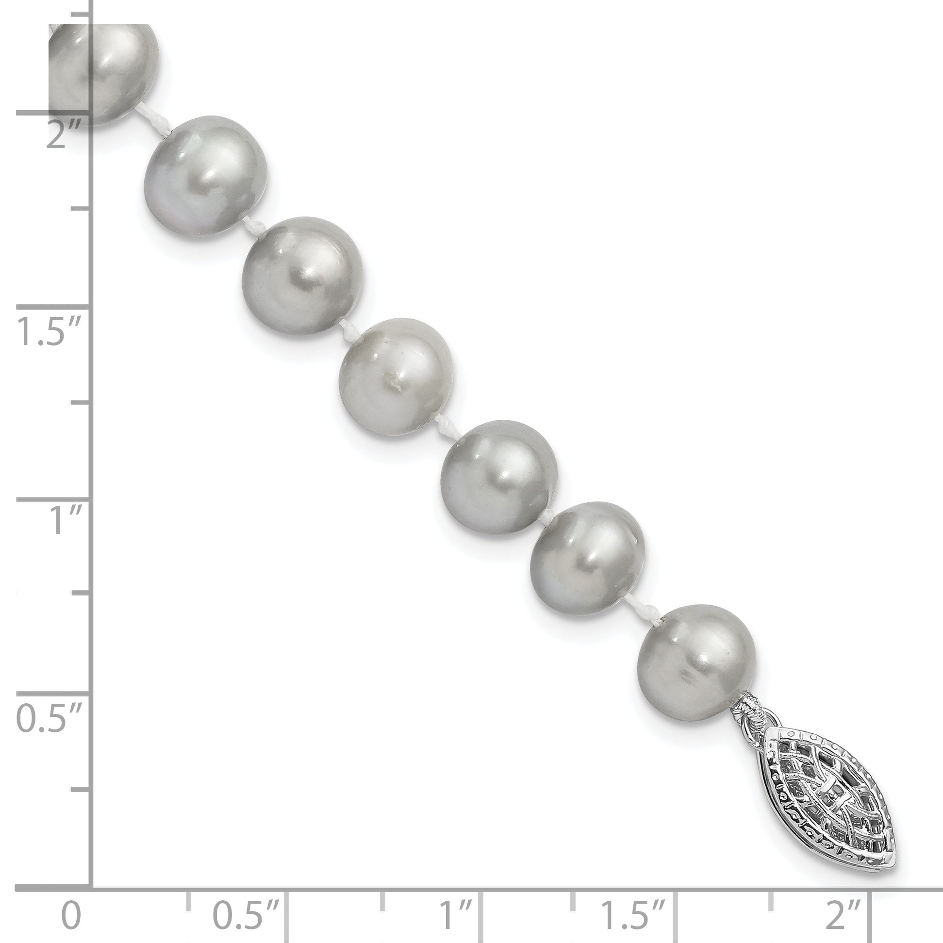 7.25 Inch Sterling Silver Rhodium 7-8mm Grey Fwc Pearl Bracelet