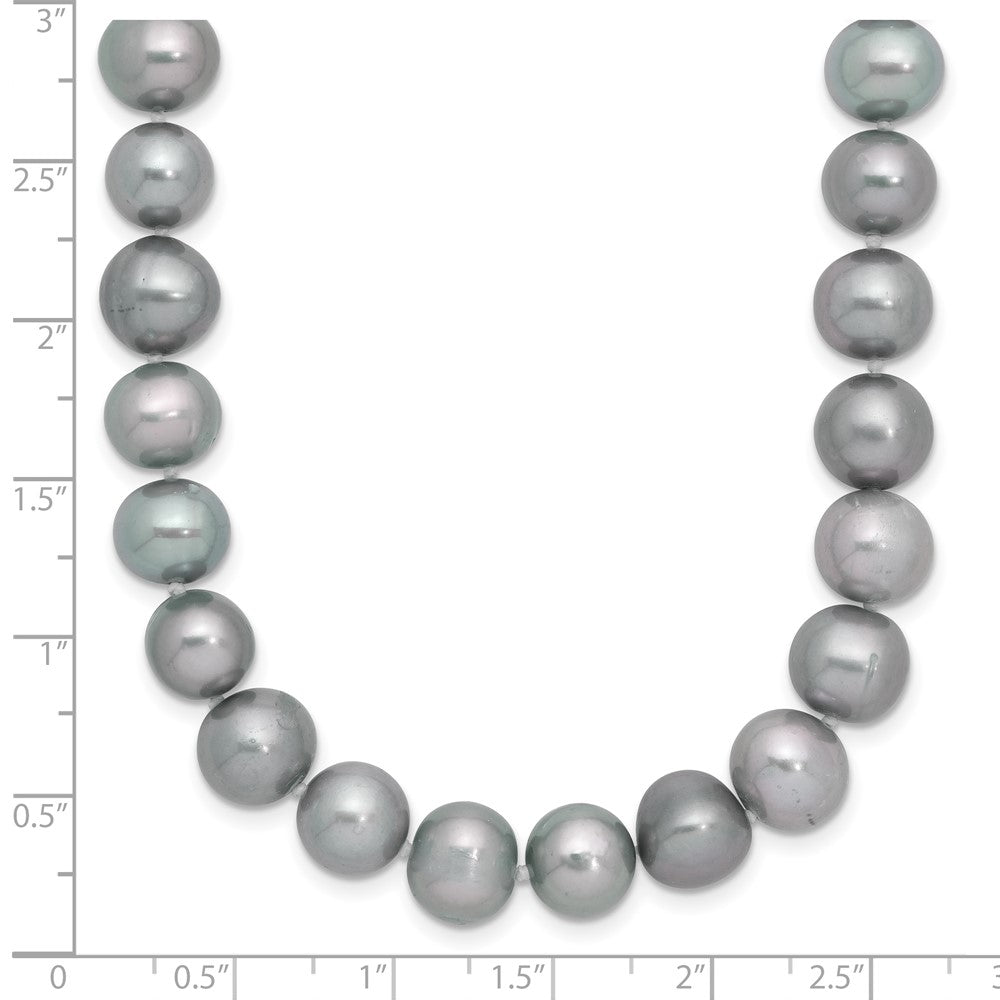 Sterling Silver Rhodium 8-9mm Grey Fwc Pearl Necklace