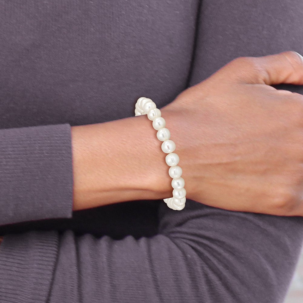 Fashion 6-7mm White Freshwater Cultured Pearl Stretch Bracelet